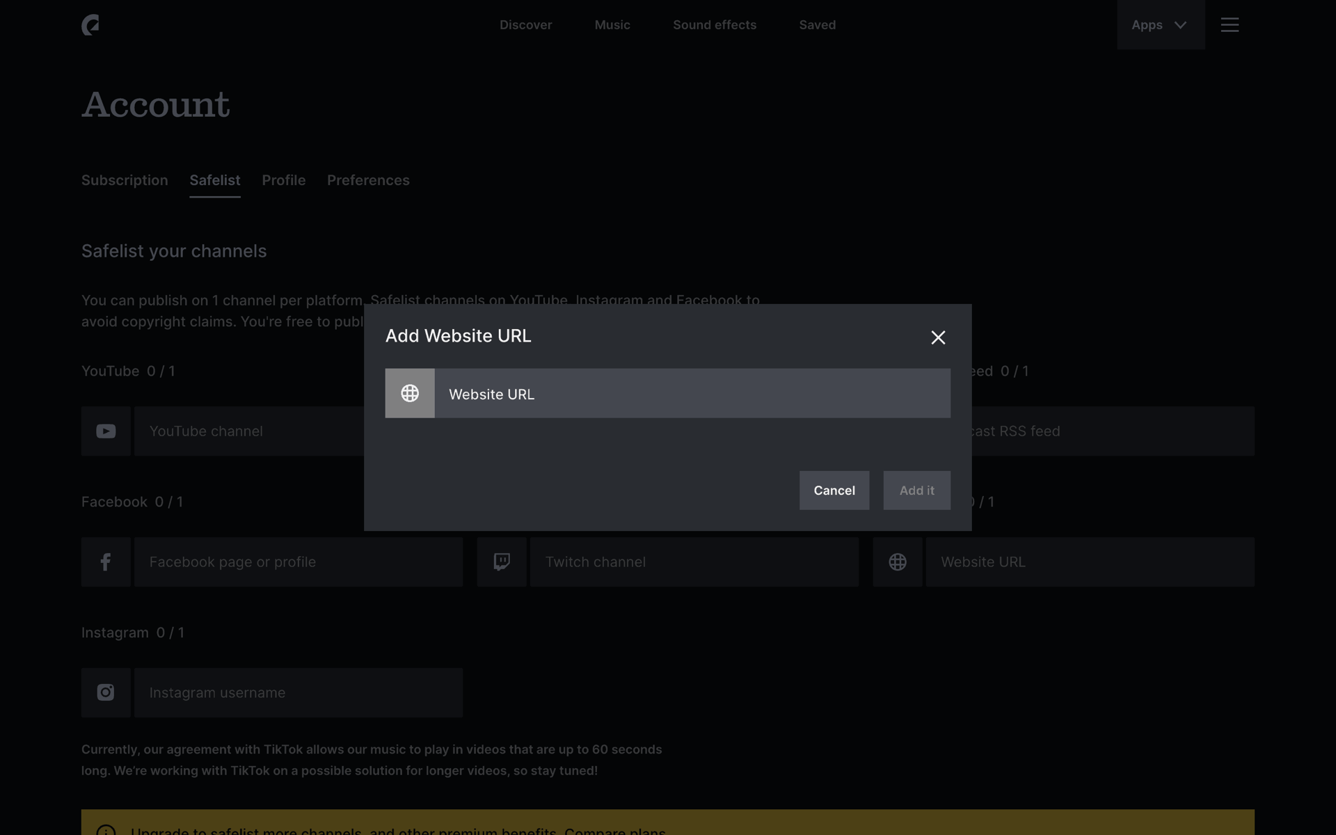 Epidemic Sound Web Entertainment interface screenshot 14