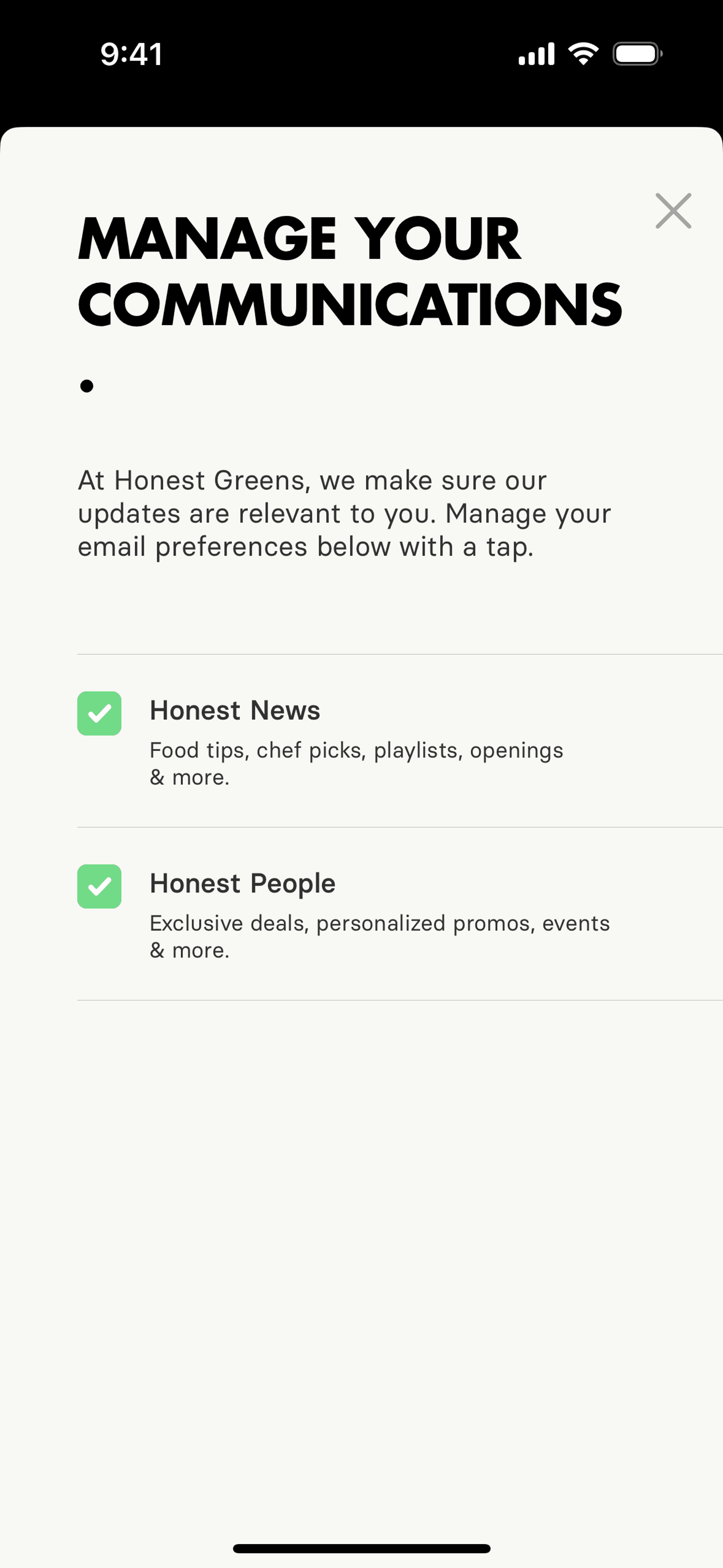 Honest Greens iOS Food & Drink interface screenshot 21