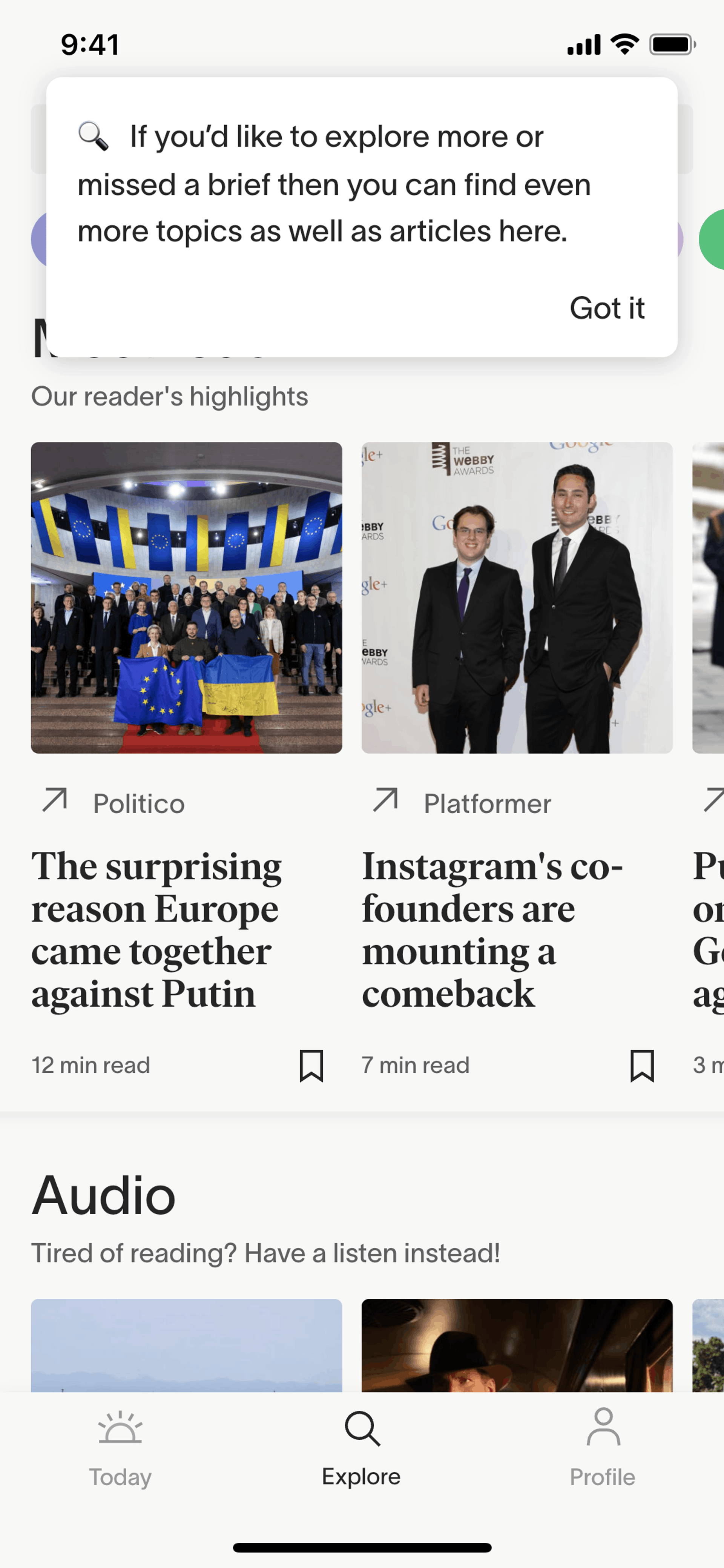 informed News iOS News interface screenshot 2