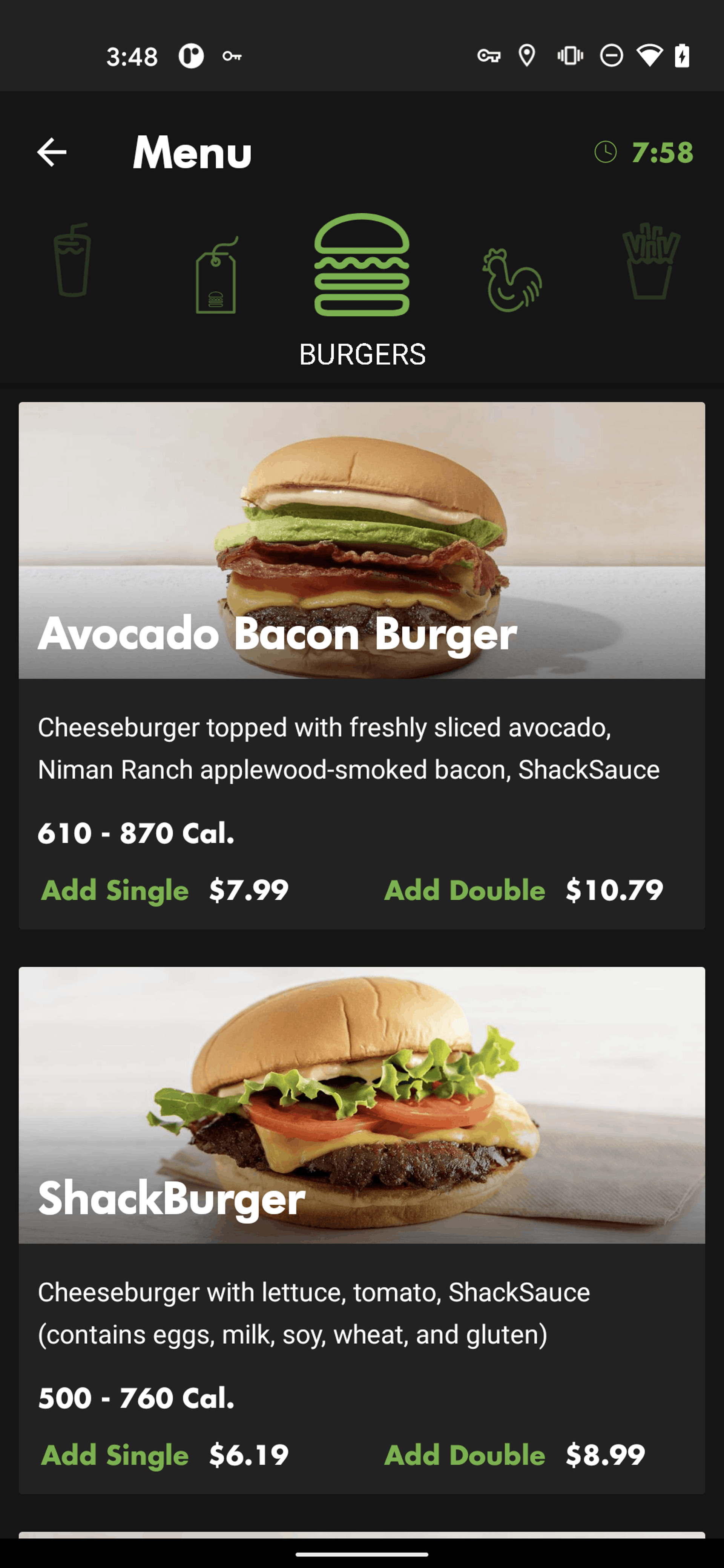 Shake Shack Android Food & Drink interface screenshot 19