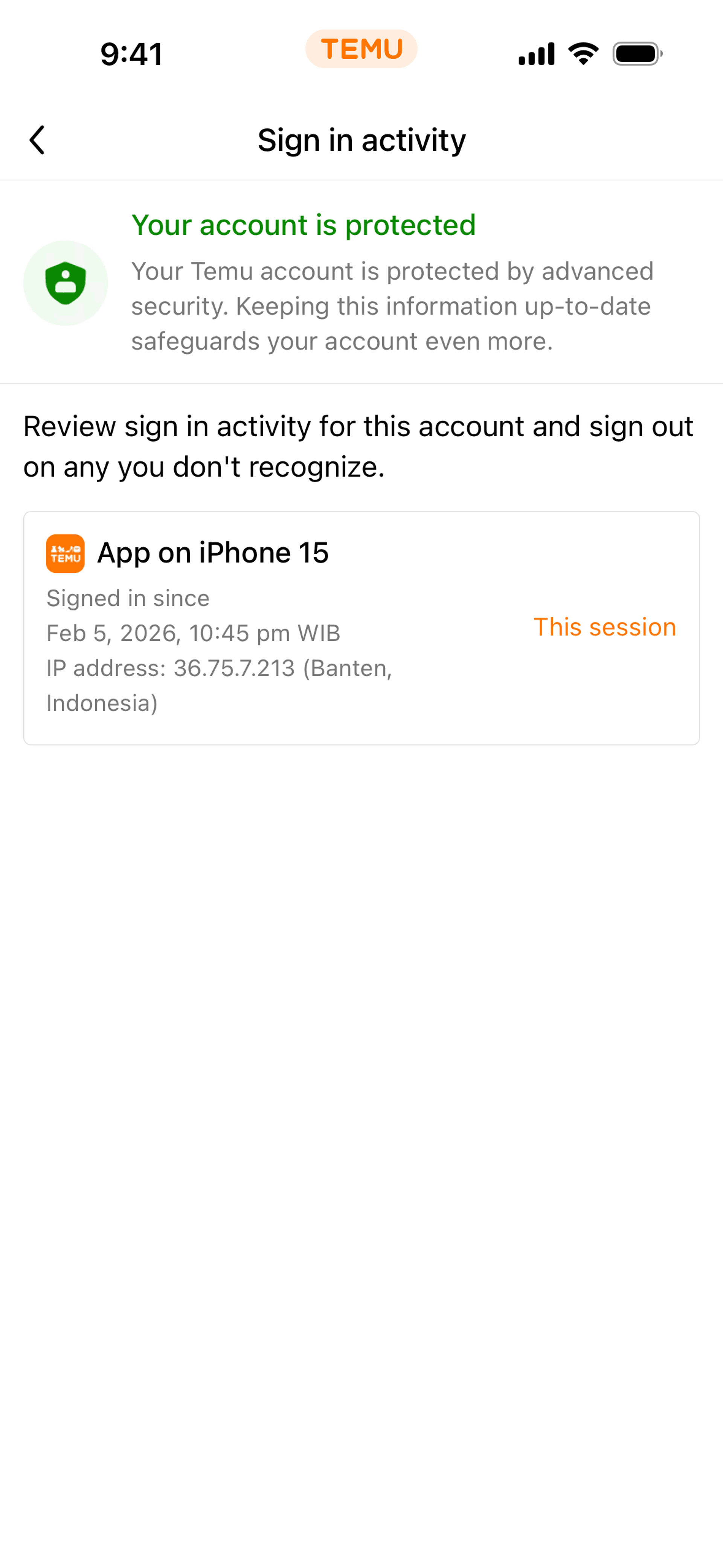 Temu iOS Shopping interface screenshot 9