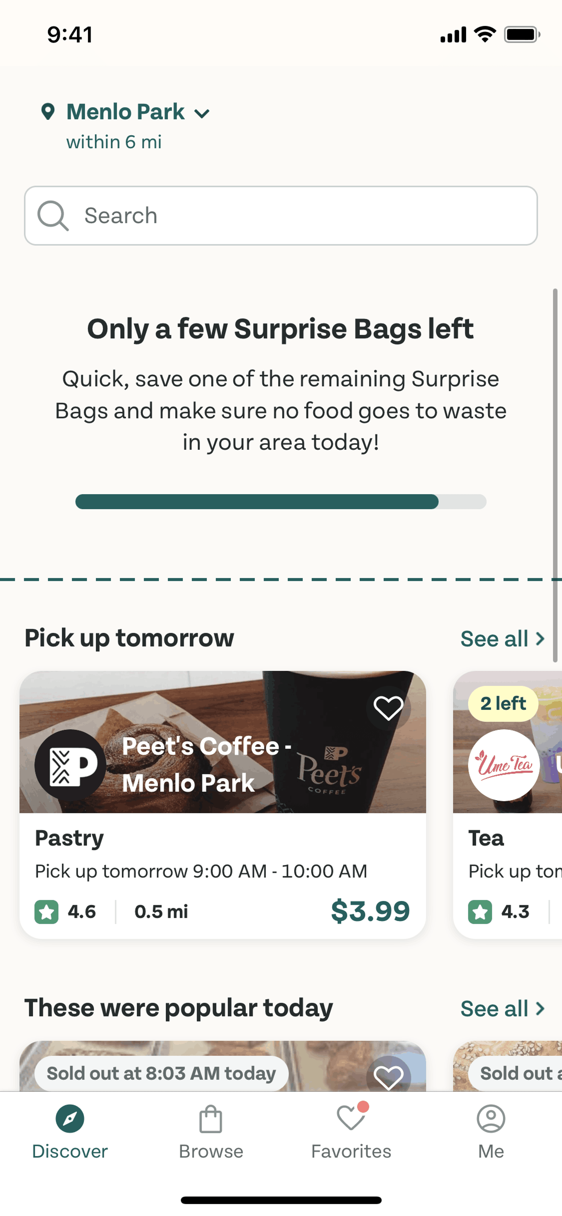 Too Good To Go iOS Food & Drink interface screenshot 2