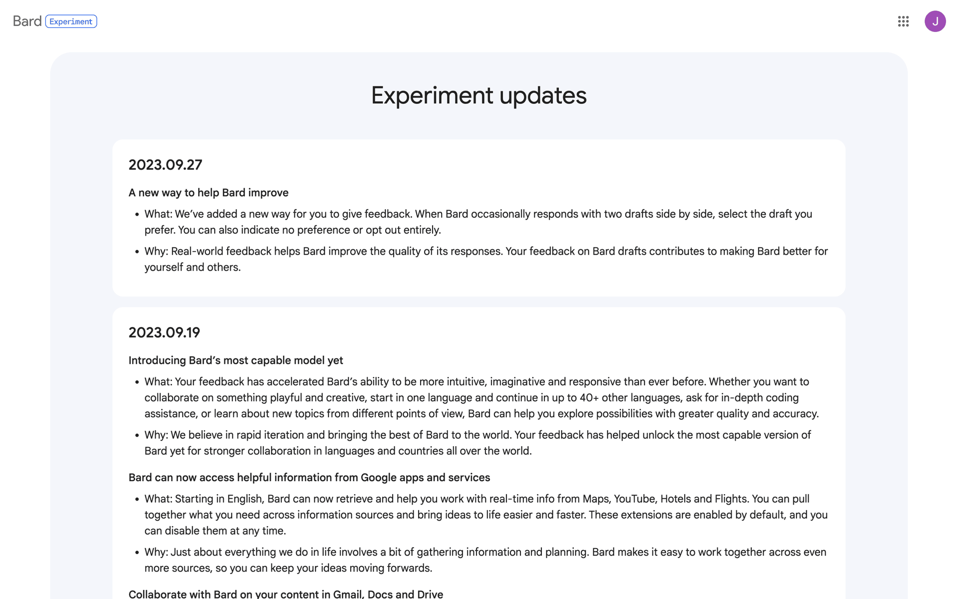 Bard Web AI interface screenshot 21