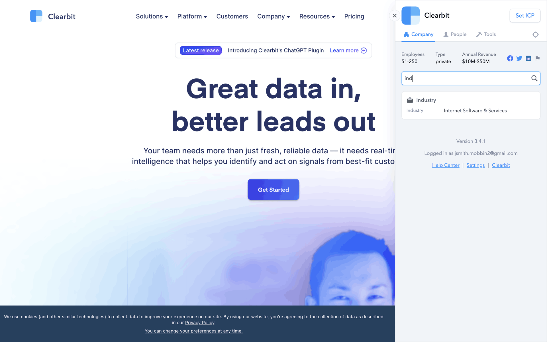 Clearbit Web Business interface screenshot 11