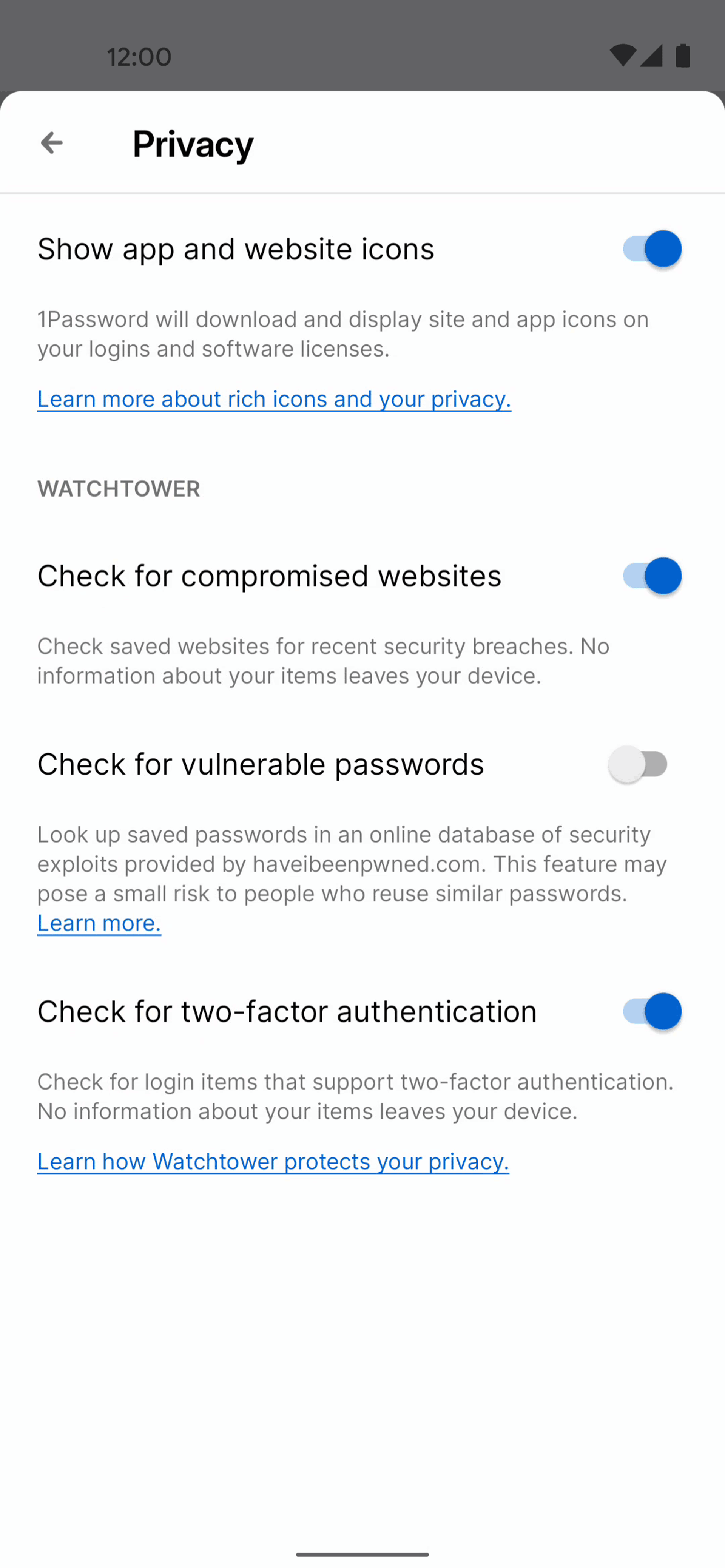 1Password Android Productivity interface screenshot 24