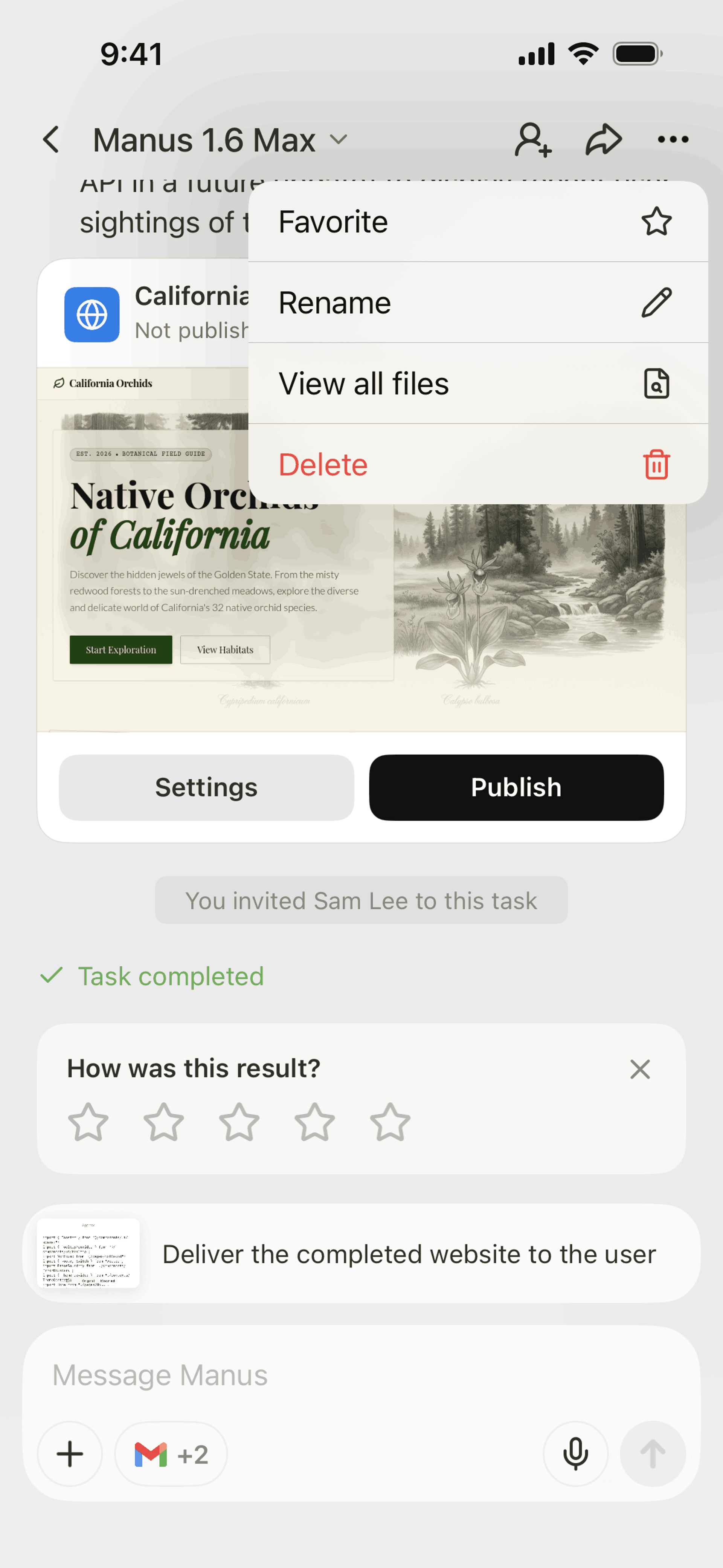 Manus iOS AI interface screenshot 23