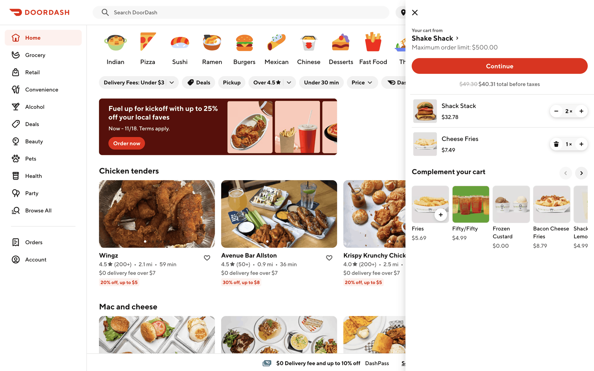 DoorDash Web Shopping interface screenshot 14