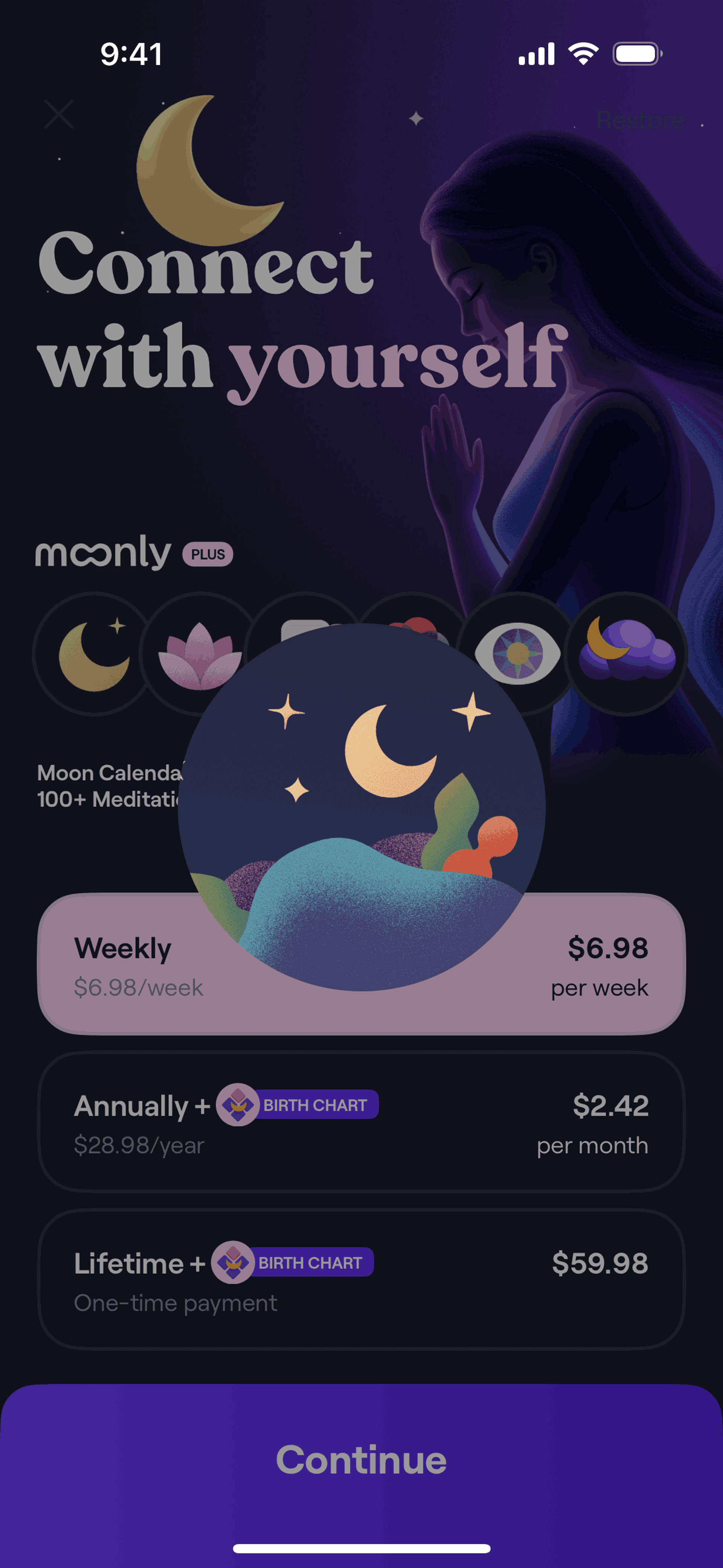 Moonly iOS Lifestyle interface screenshot 3