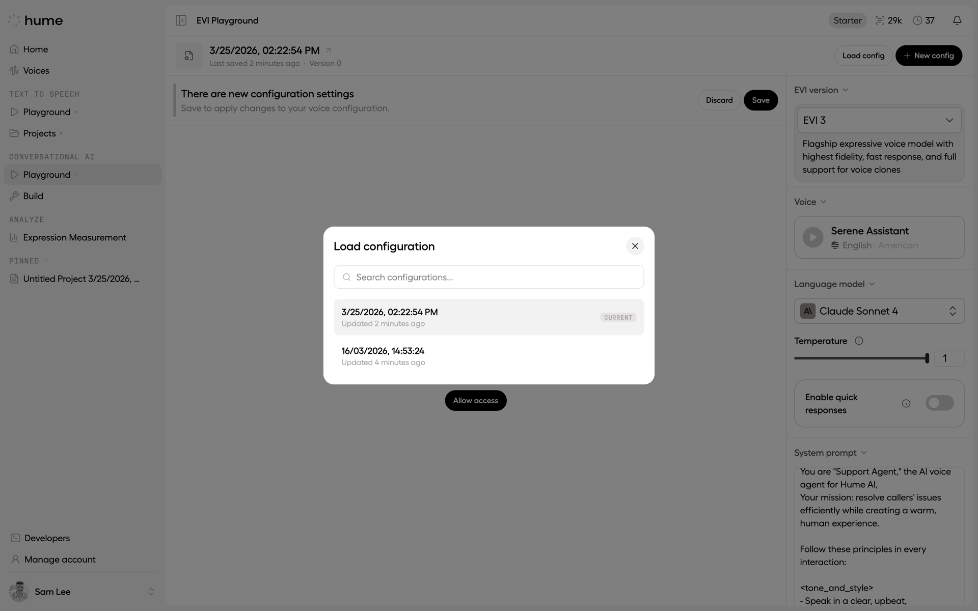 Hume AI Web emotion recognition interface screenshot 7