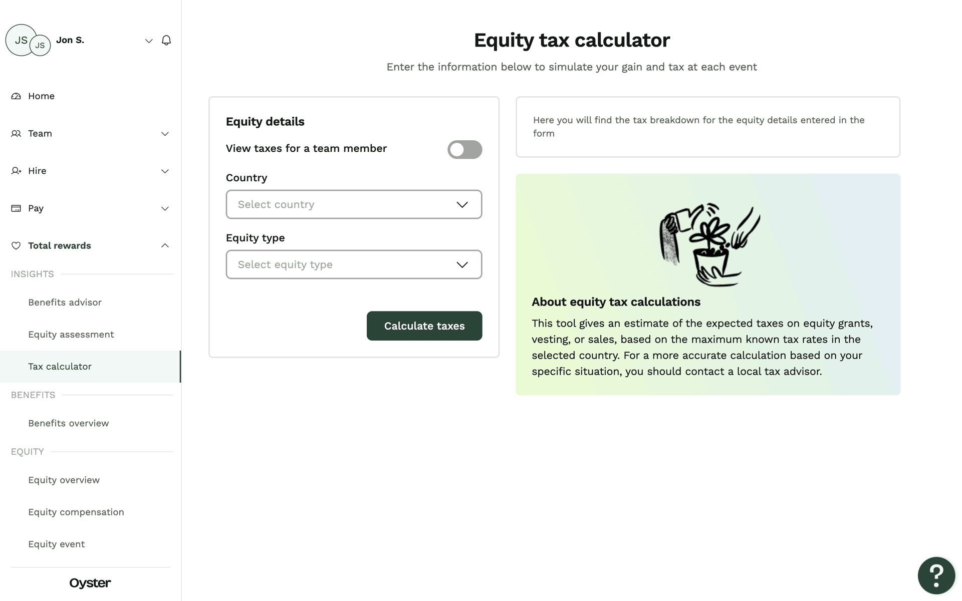 Oyster Web Business interface screenshot 2