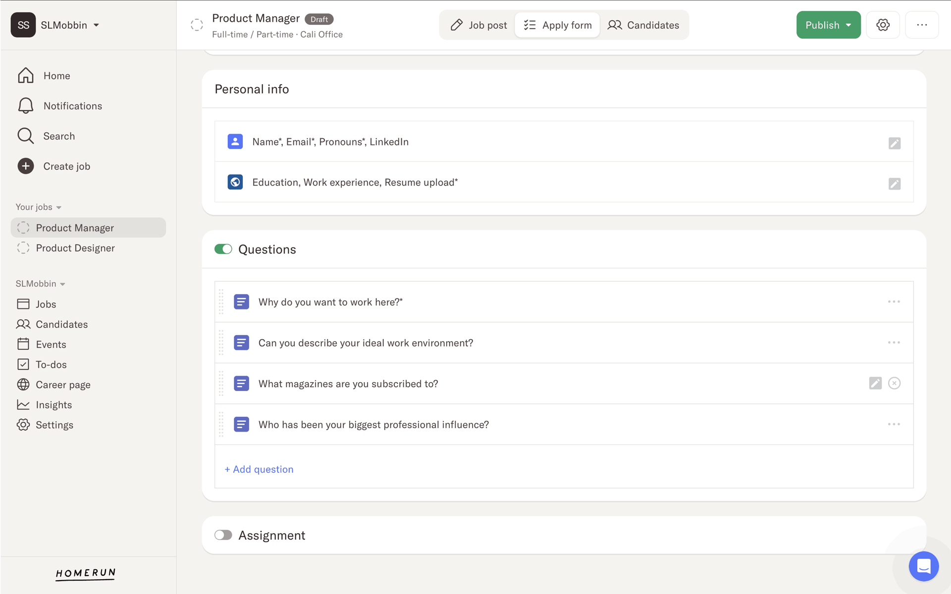 Homerun Web Business interface screenshot 23