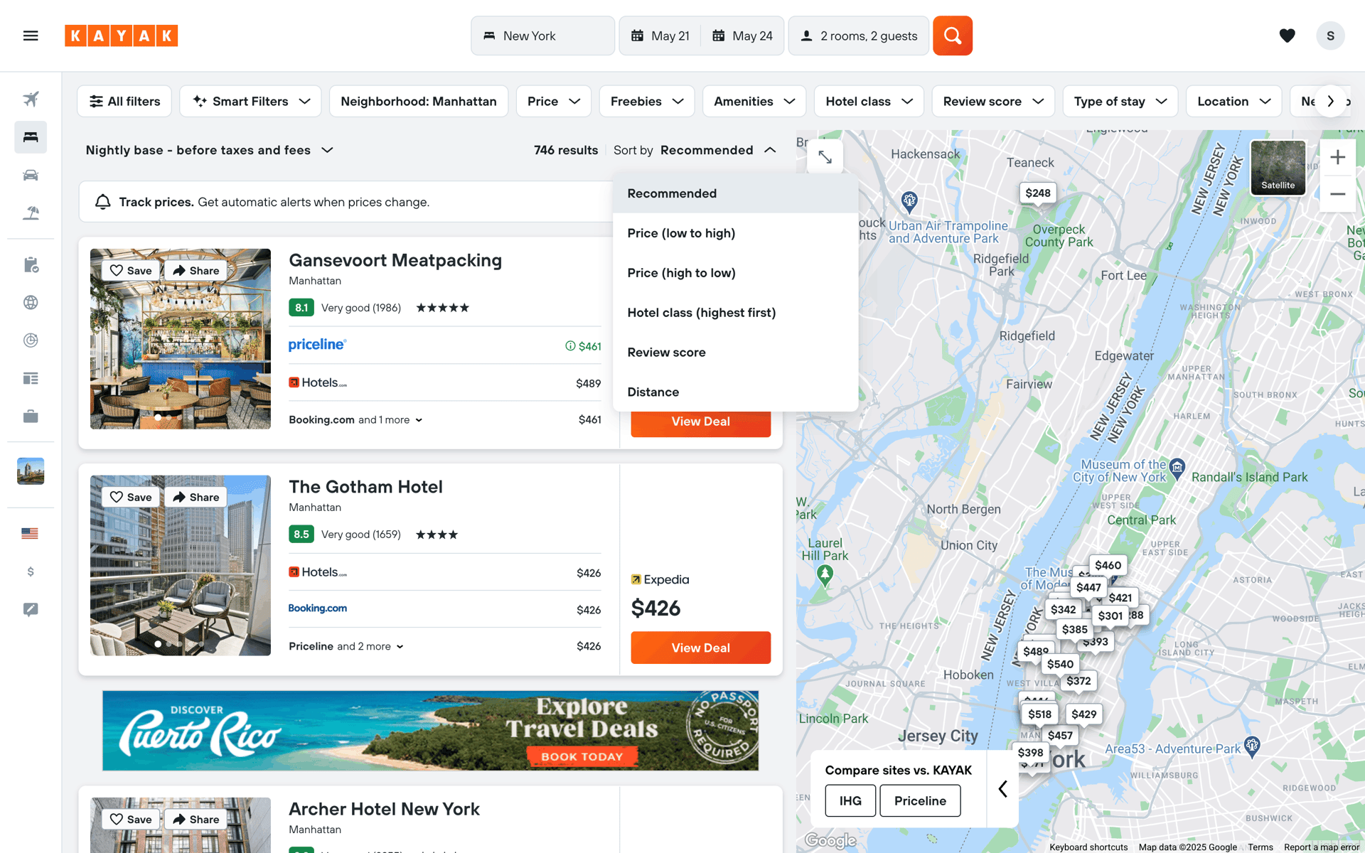 KAYAK Web Travel & Transportation interface screenshot 5