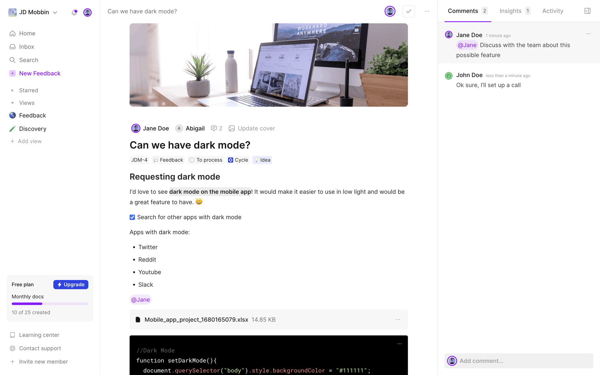 Cycle Web Productivity interface screenshot 20