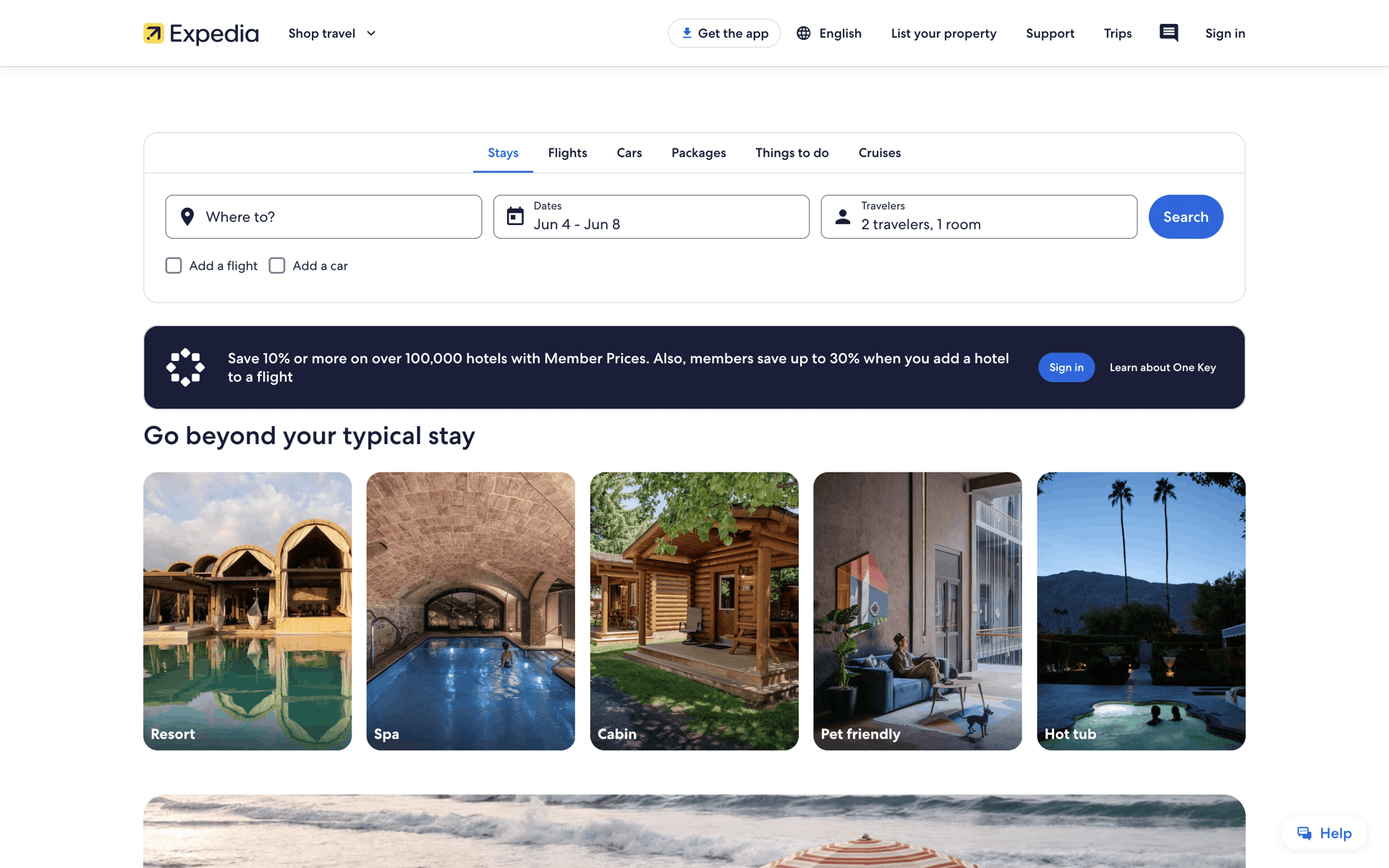 Expedia Web Travel & Transportation interface screenshot 1