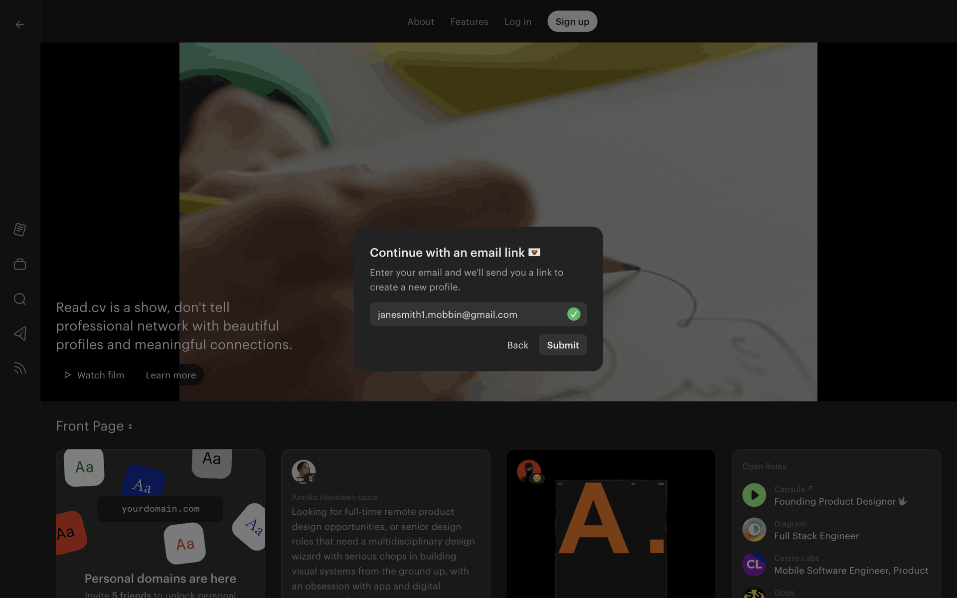 Read.cv Web Social Networking interface screenshot 5