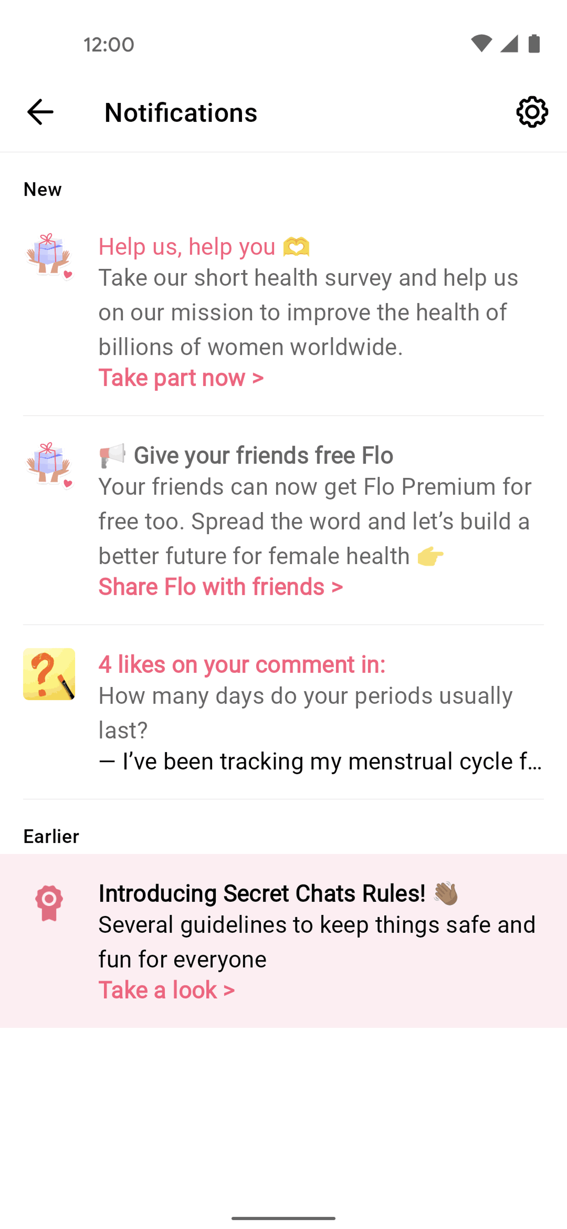 Flo Android Health & Fitness interface screenshot 13