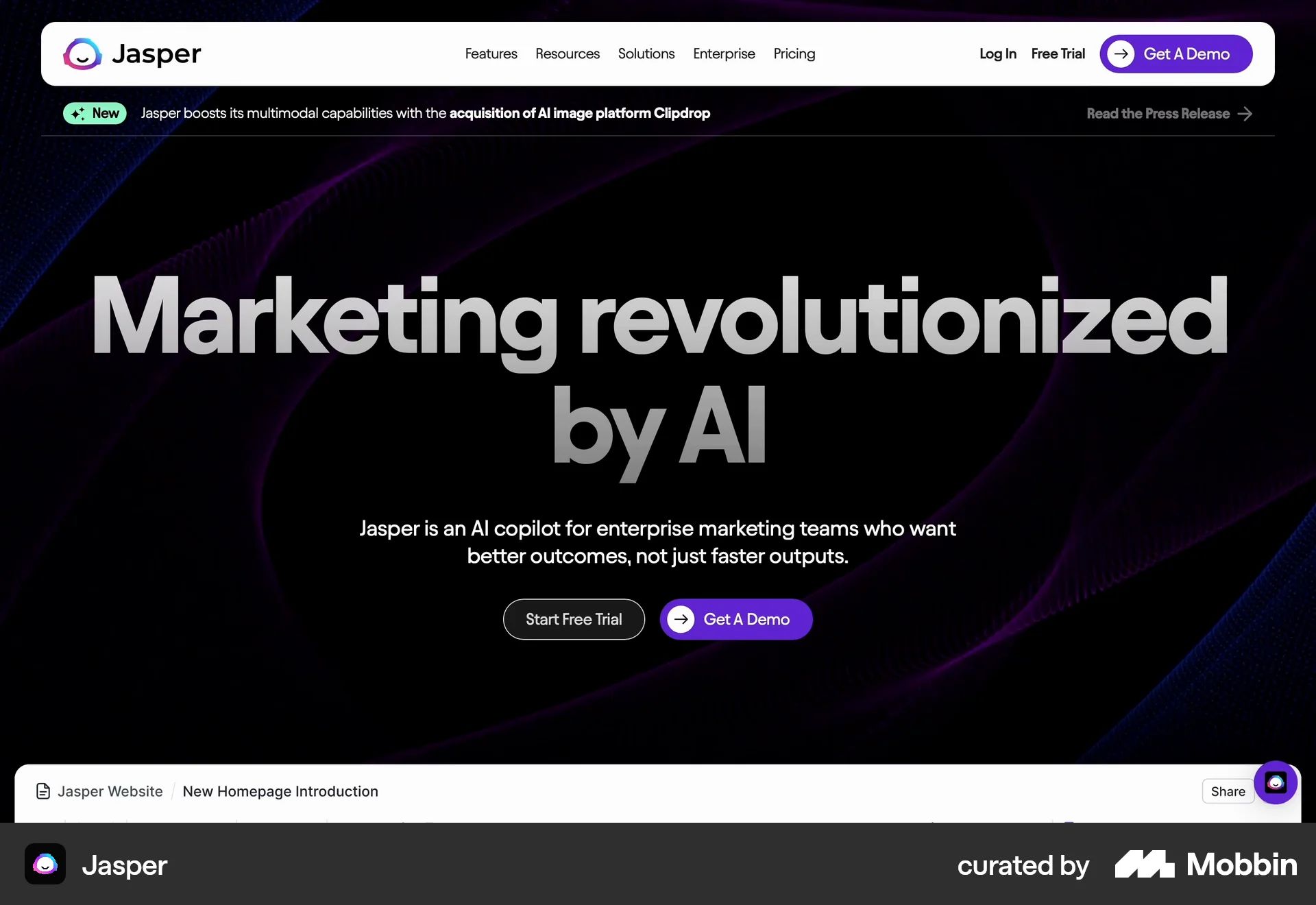 Onboarding on Jasper (web) screen 1