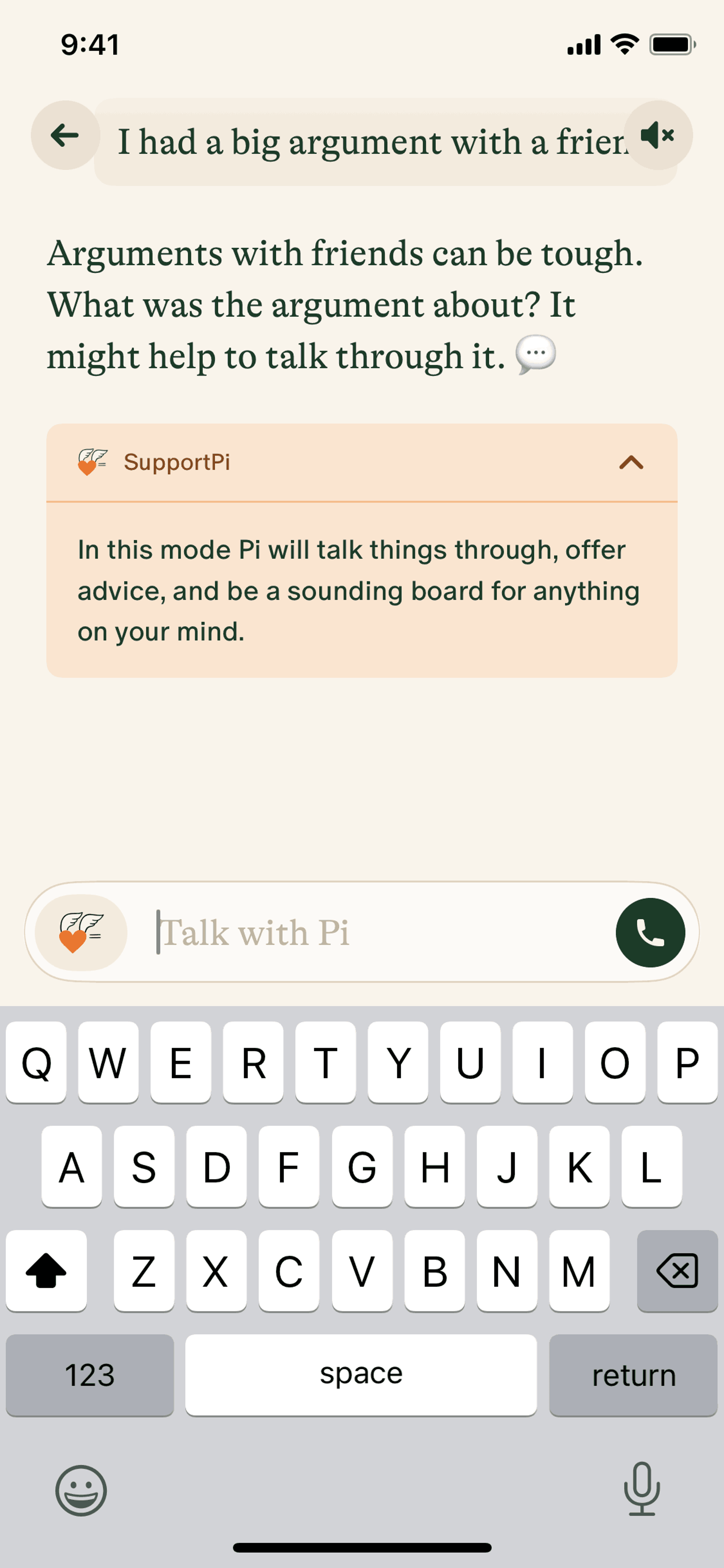 Pi iOS AI interface screenshot 22