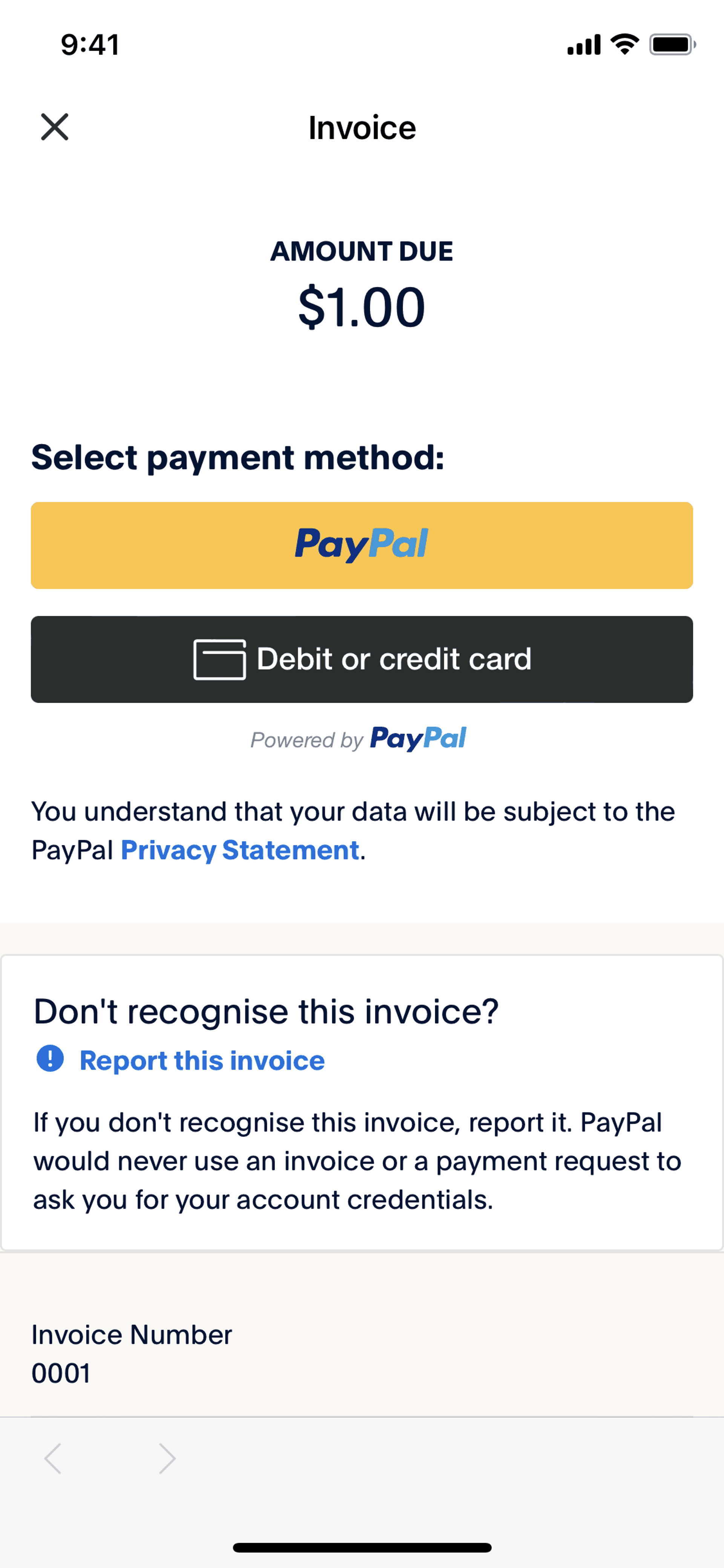 PayPal iOS Finance interface screenshot 16