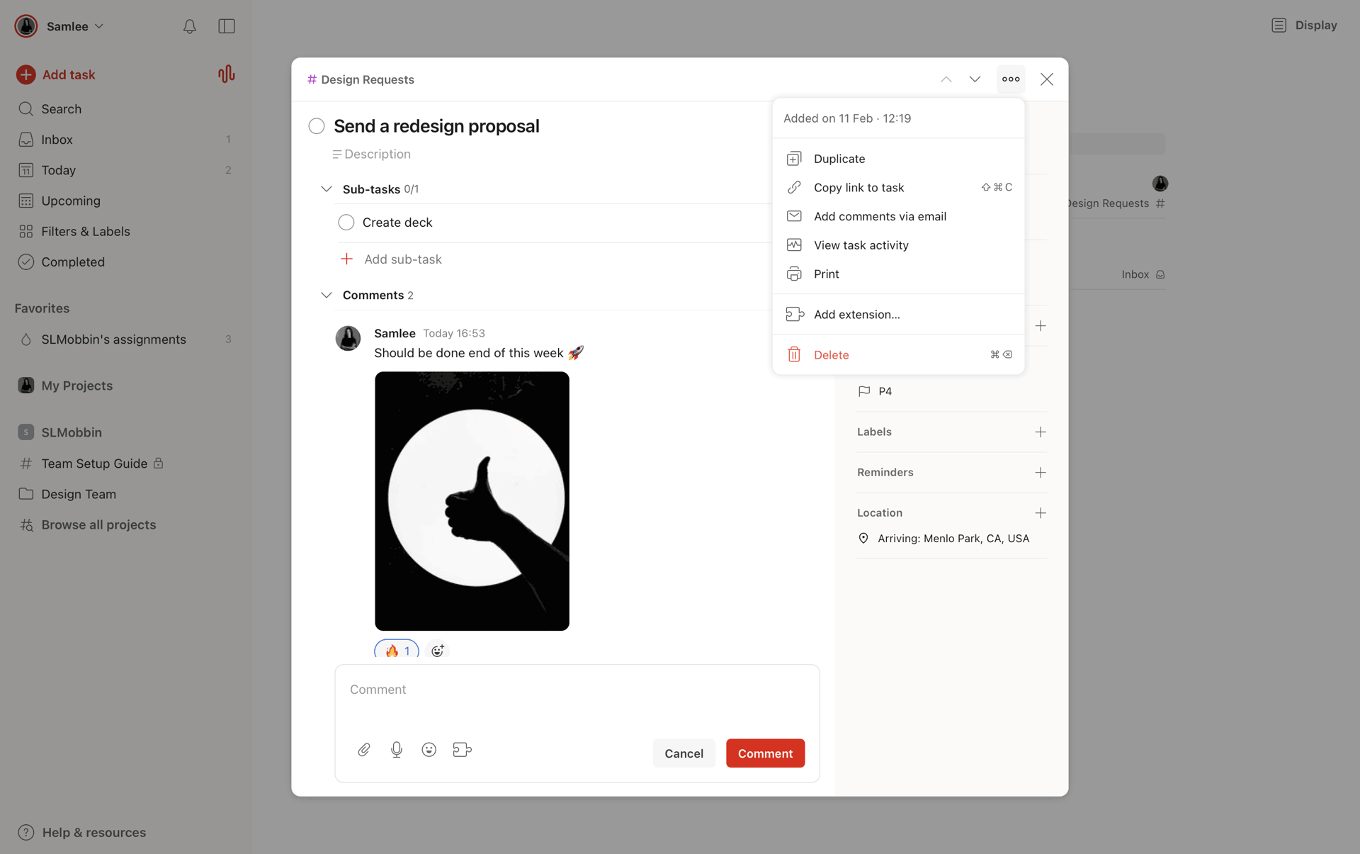 Todoist Web Collaboration interface screenshot 7
