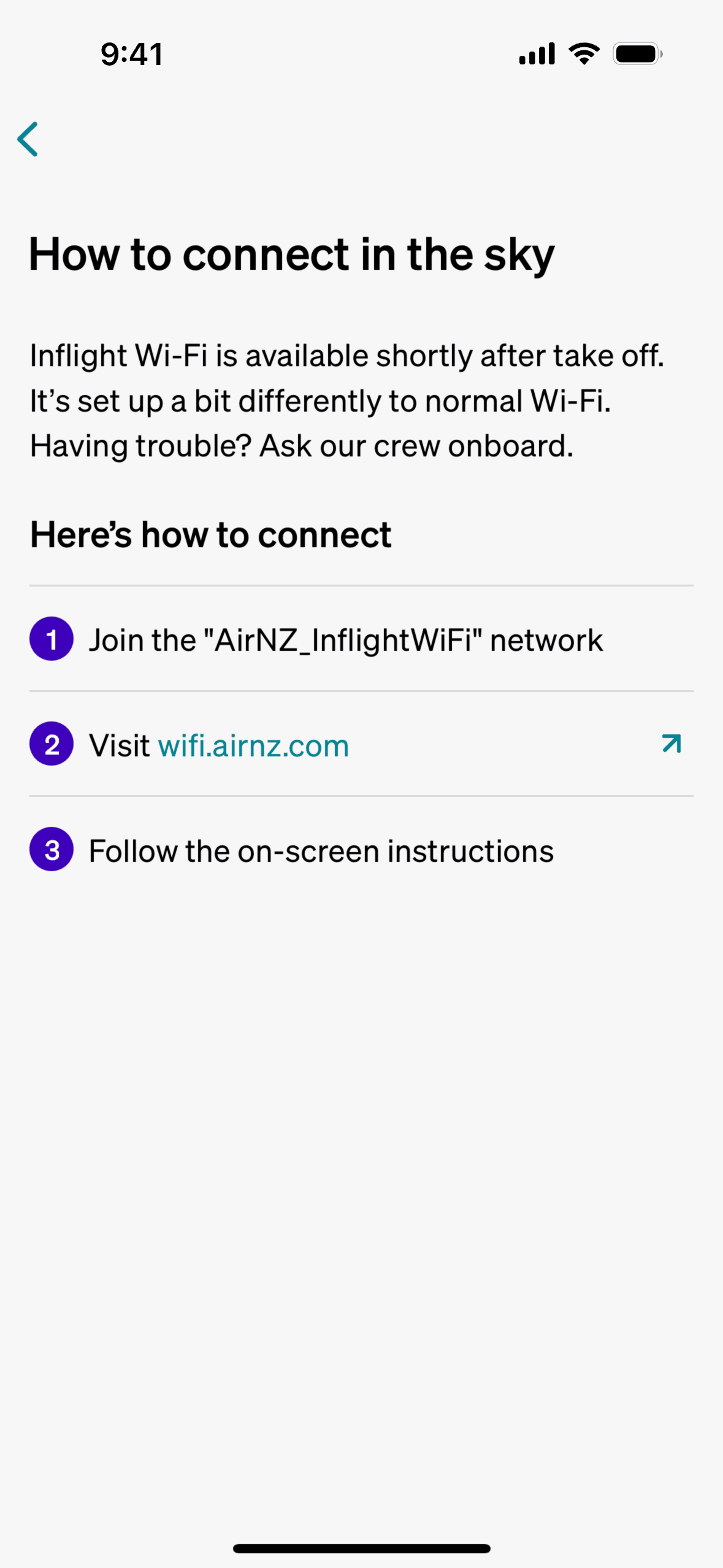 Air NZ iOS Travel & Transportation interface screenshot 13