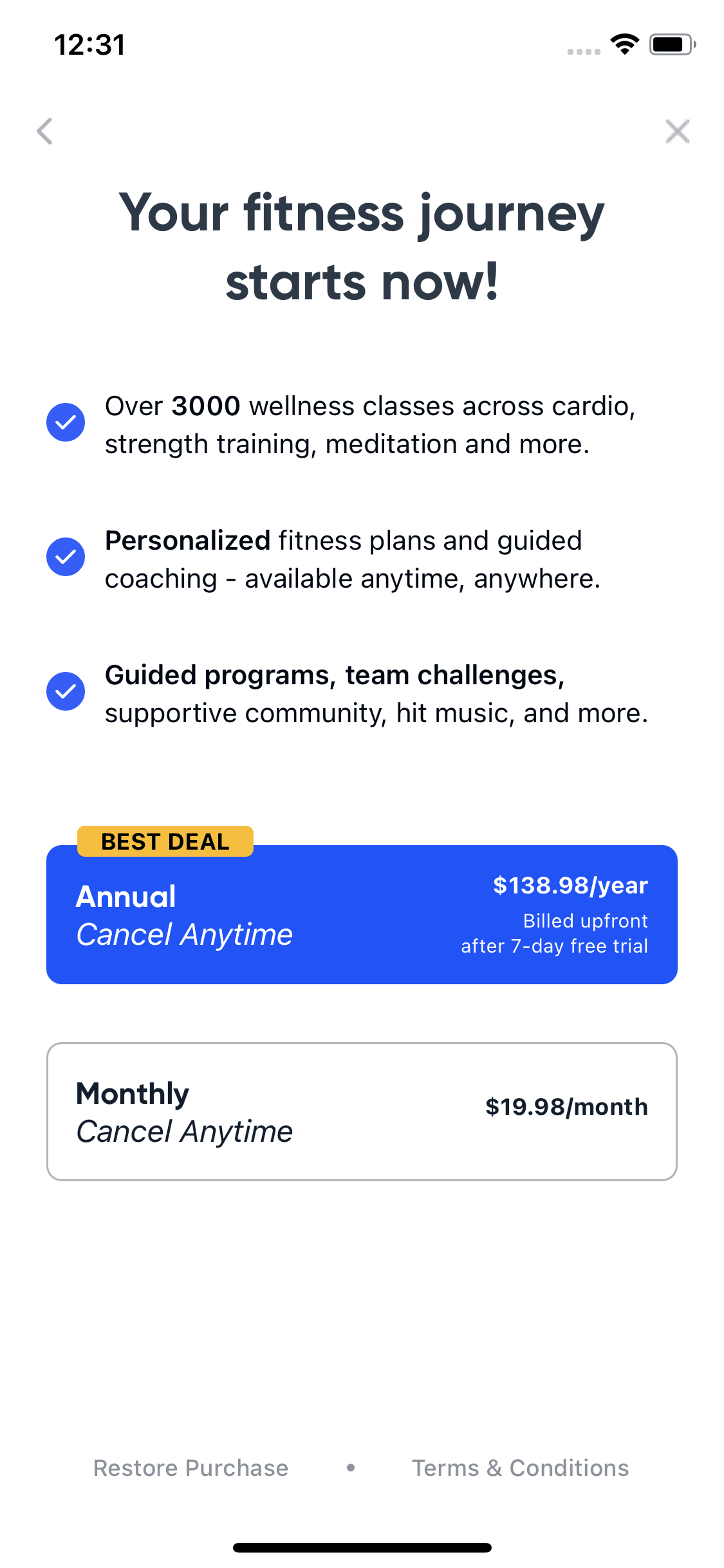 Aaptiv iOS Health & Fitness interface screenshot 24