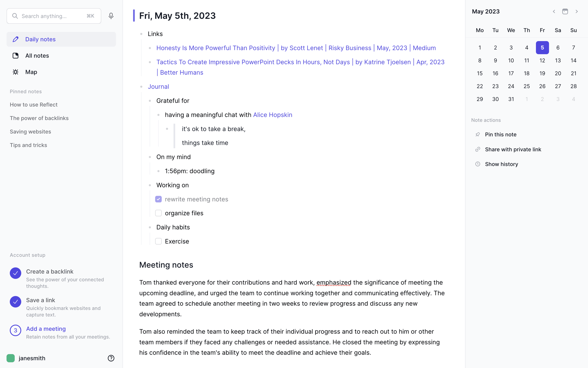 Reflect Web AI interface screenshot 8