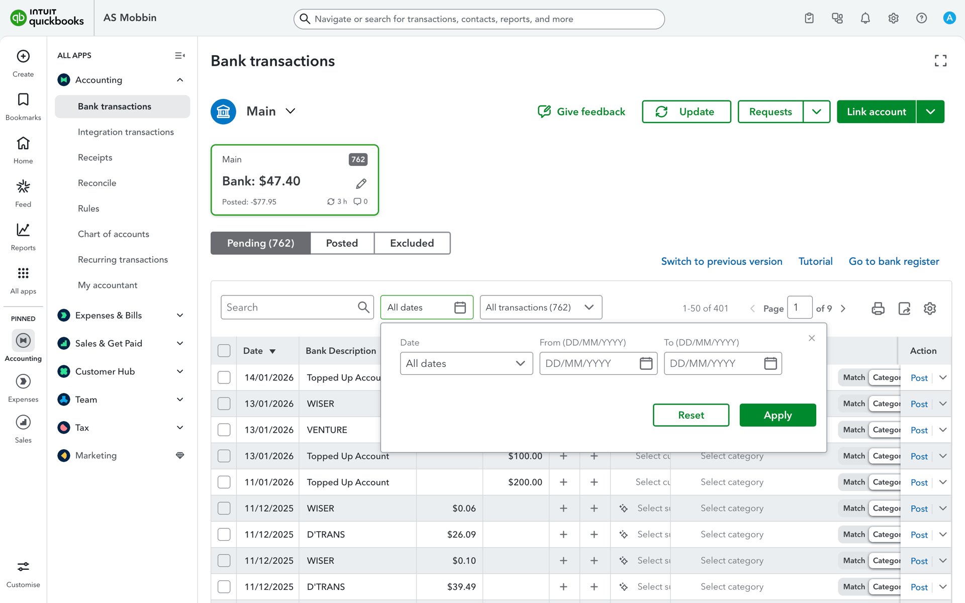 QuickBooks Web accounting interface screenshot 24