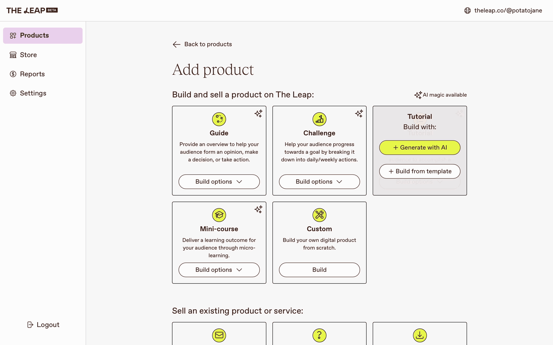 The Leap Web Business interface screenshot 8