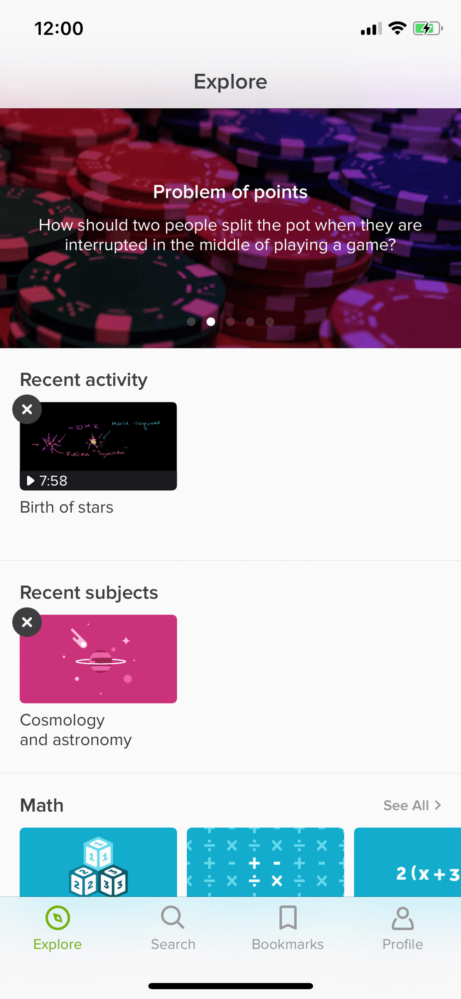 Khan Academy iOS Education interface screenshot 7