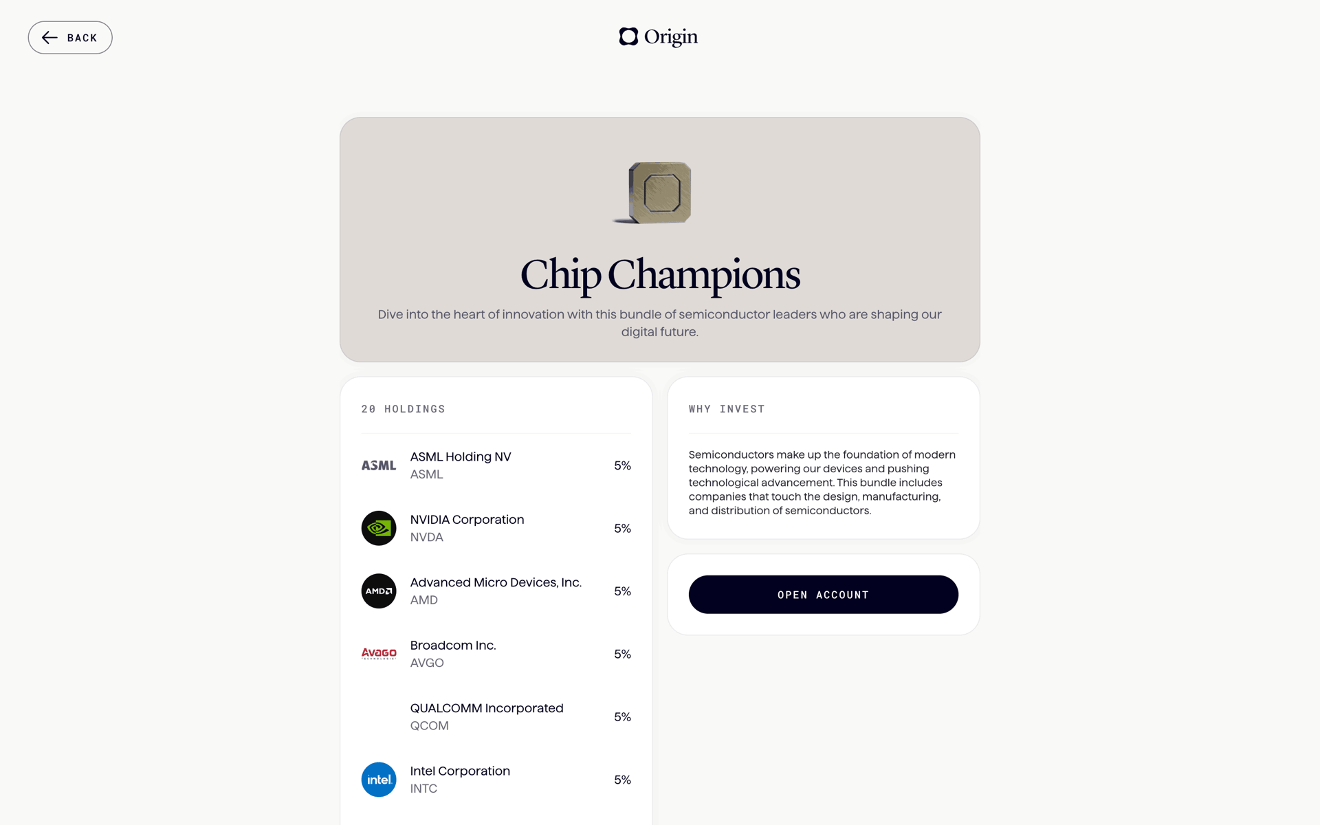 Origin Web Finance interface screenshot 19