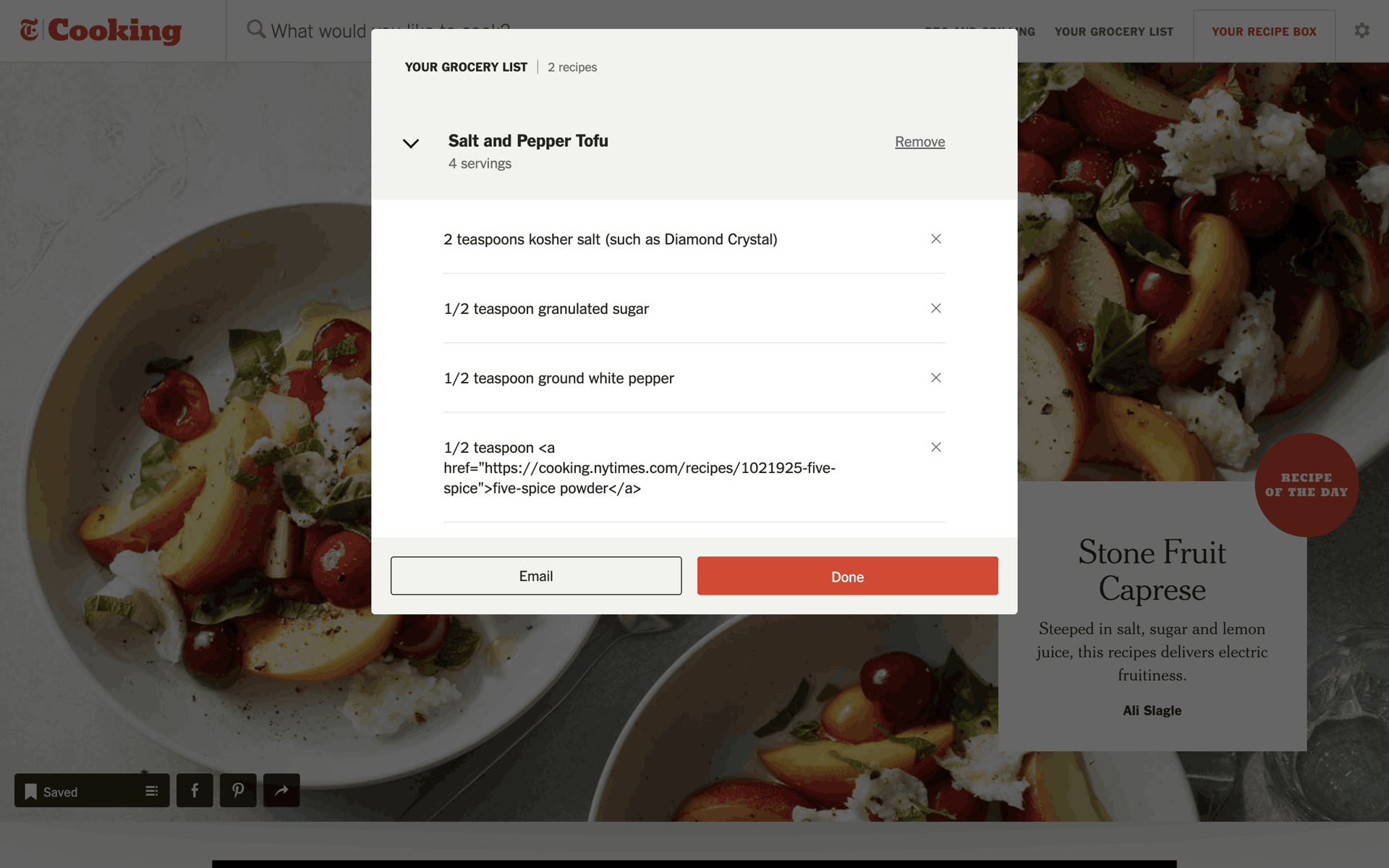 NYT Cooking Web Food & Drink interface screenshot 6