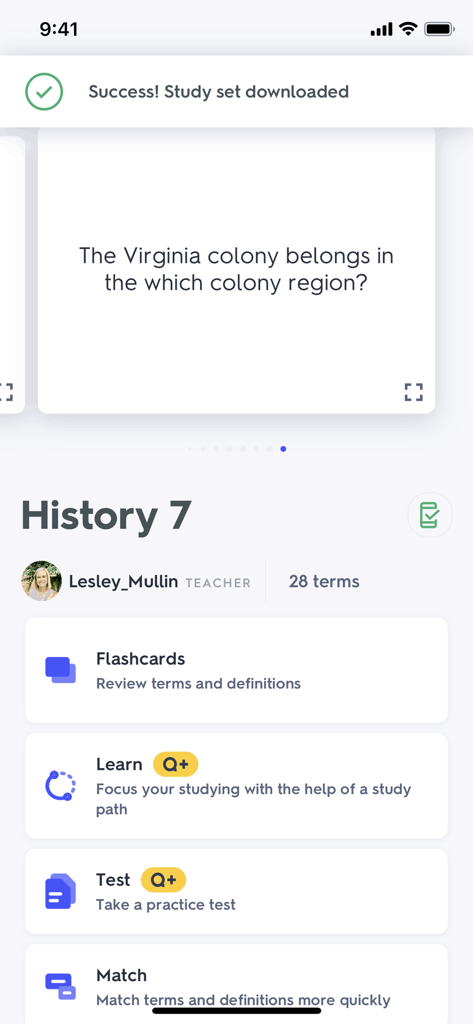 Quizlet iOS Education interface screenshot 8