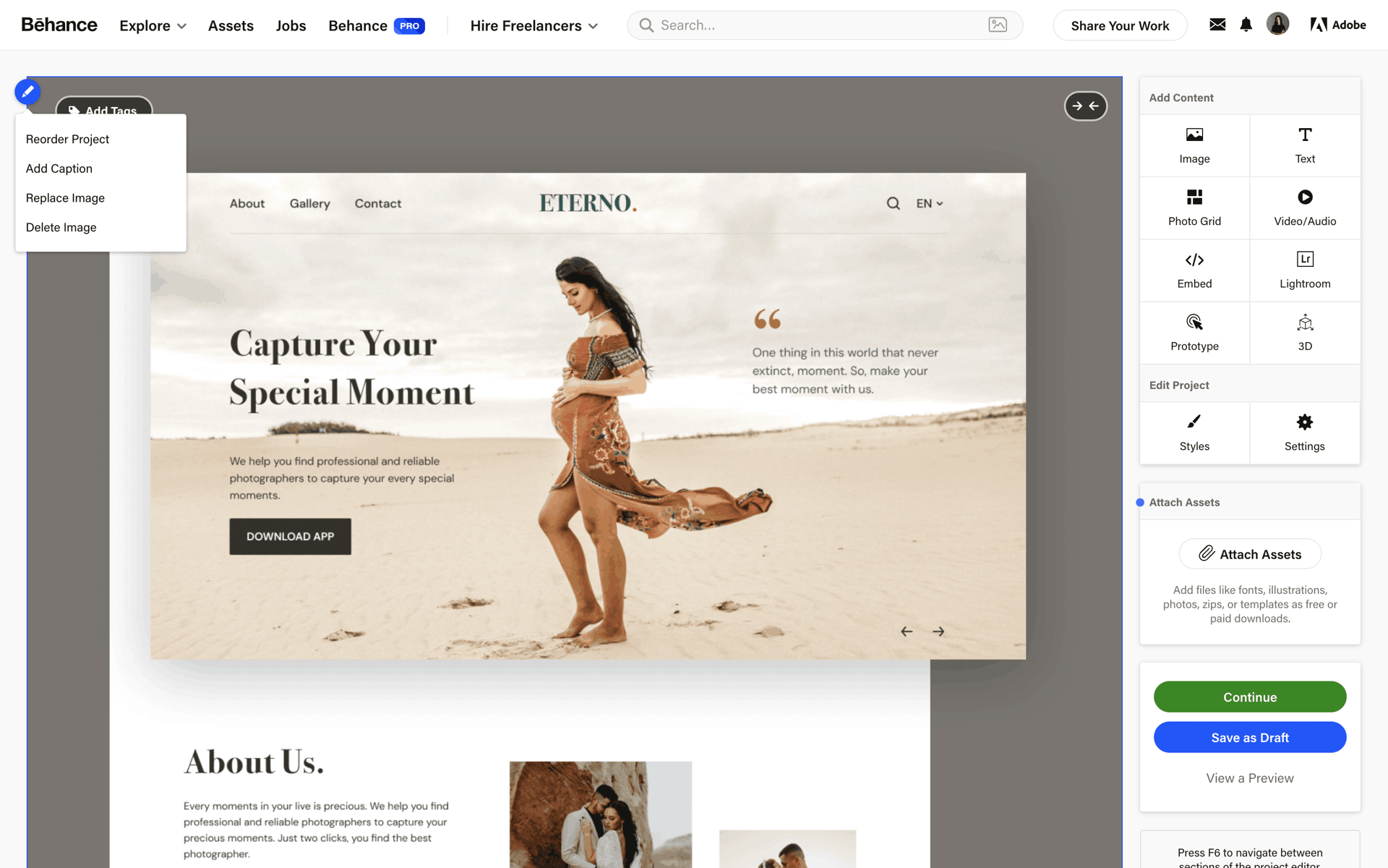 Behance Web Photo & Video interface screenshot 19