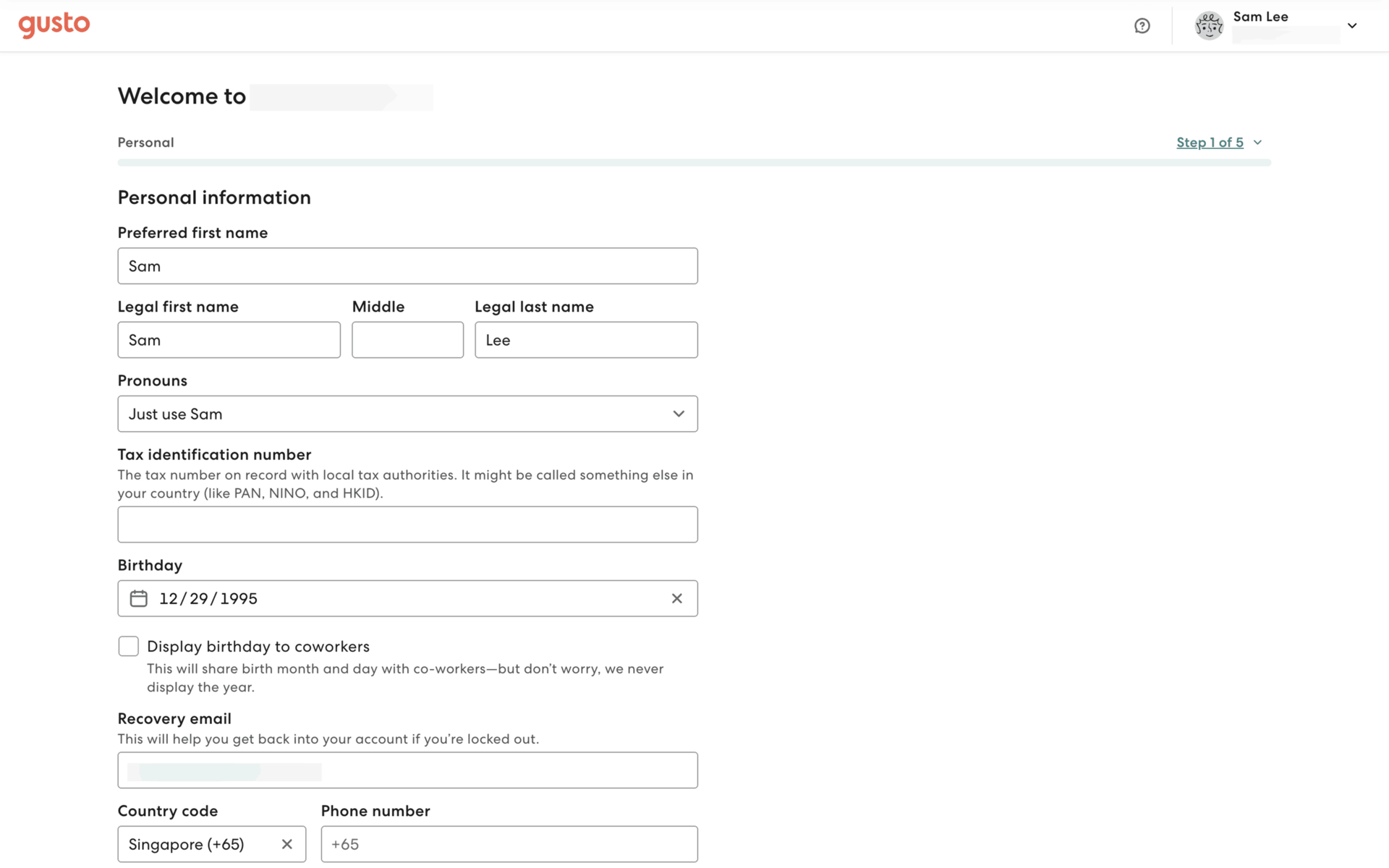 Gusto Web Finance interface screenshot 10