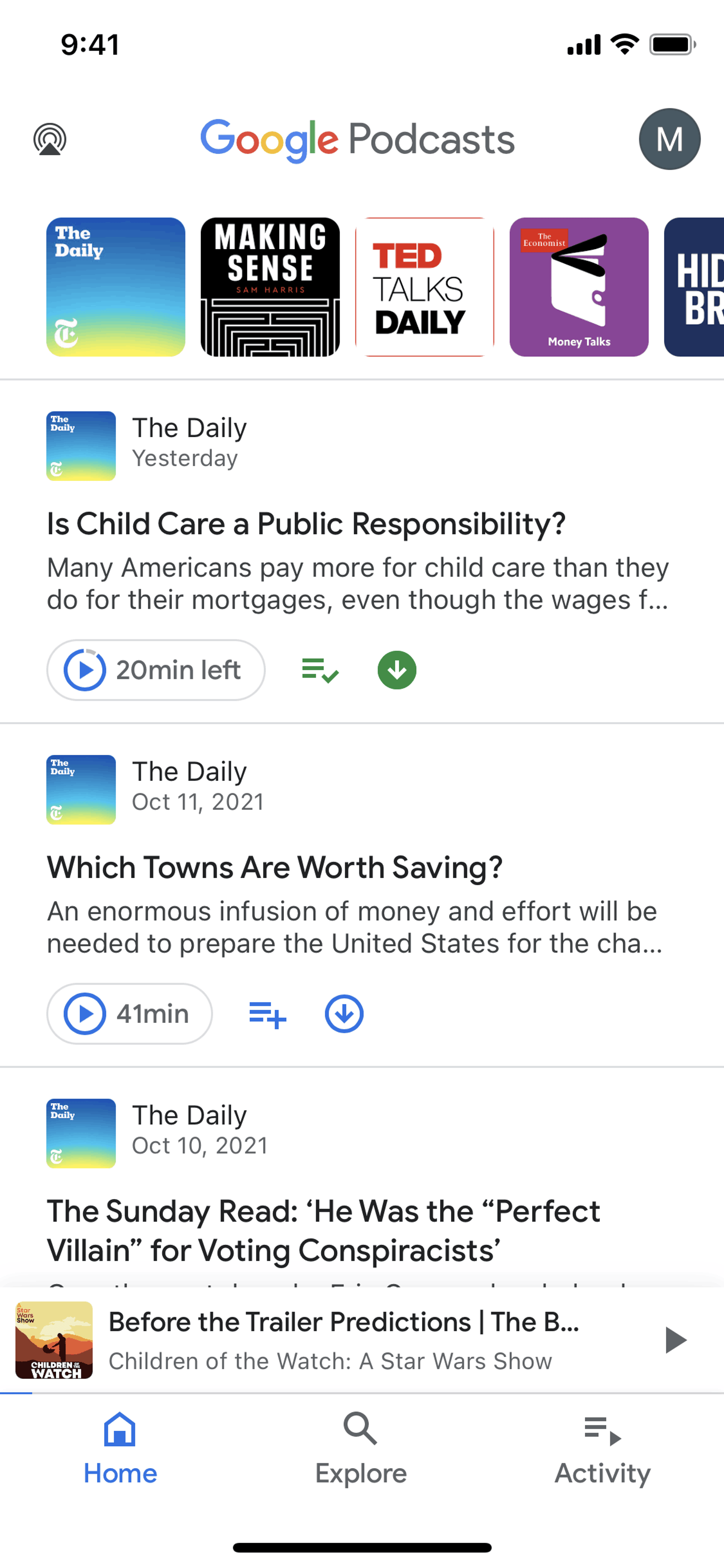 Google Podcasts iOS Entertainment interface screenshot 2