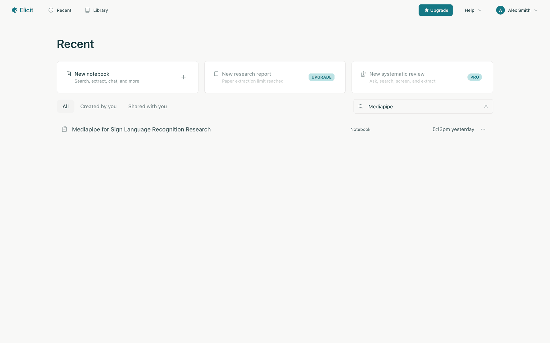 Elicit Web AI interface screenshot 9