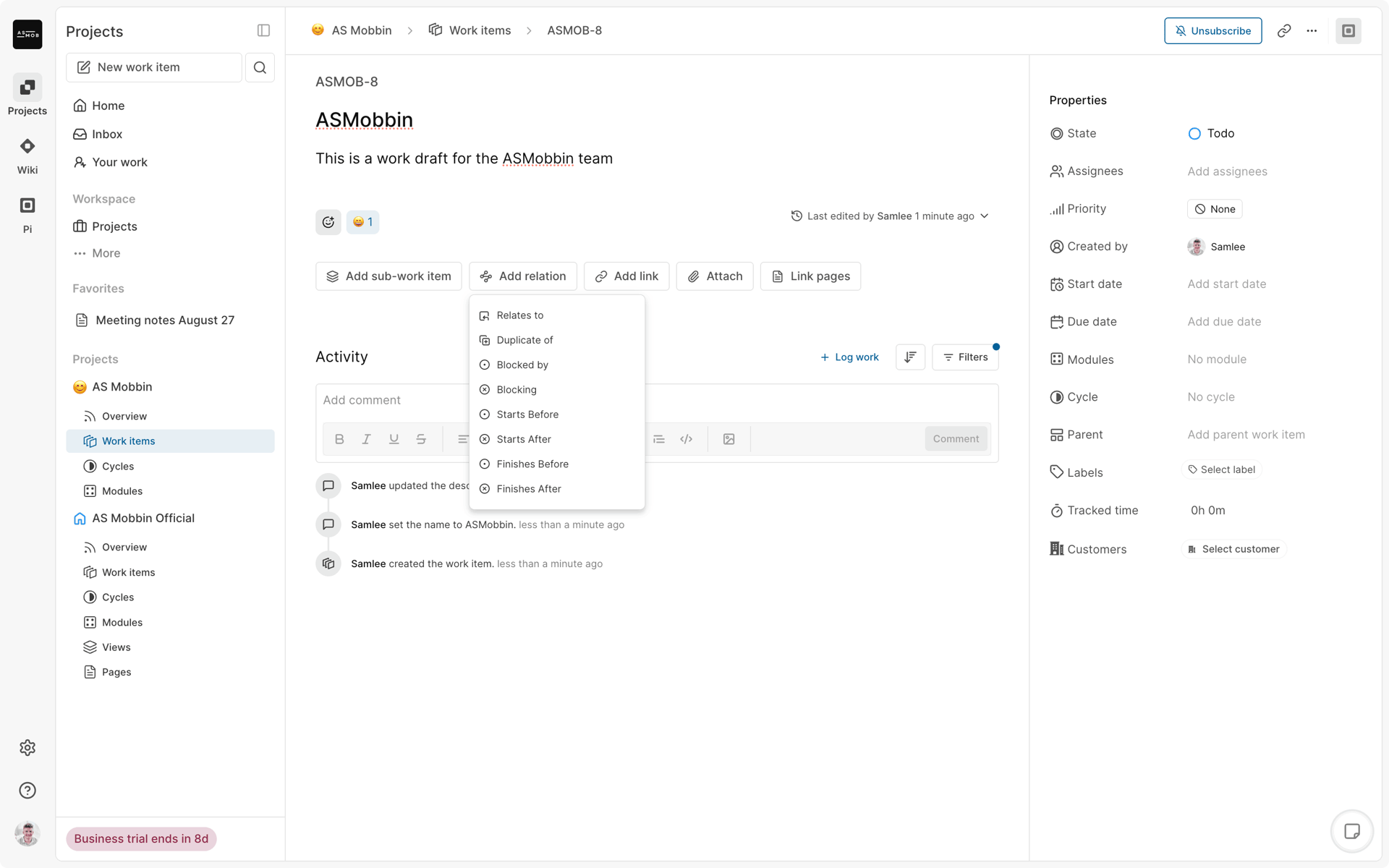 Plane Web Business interface screenshot 15
