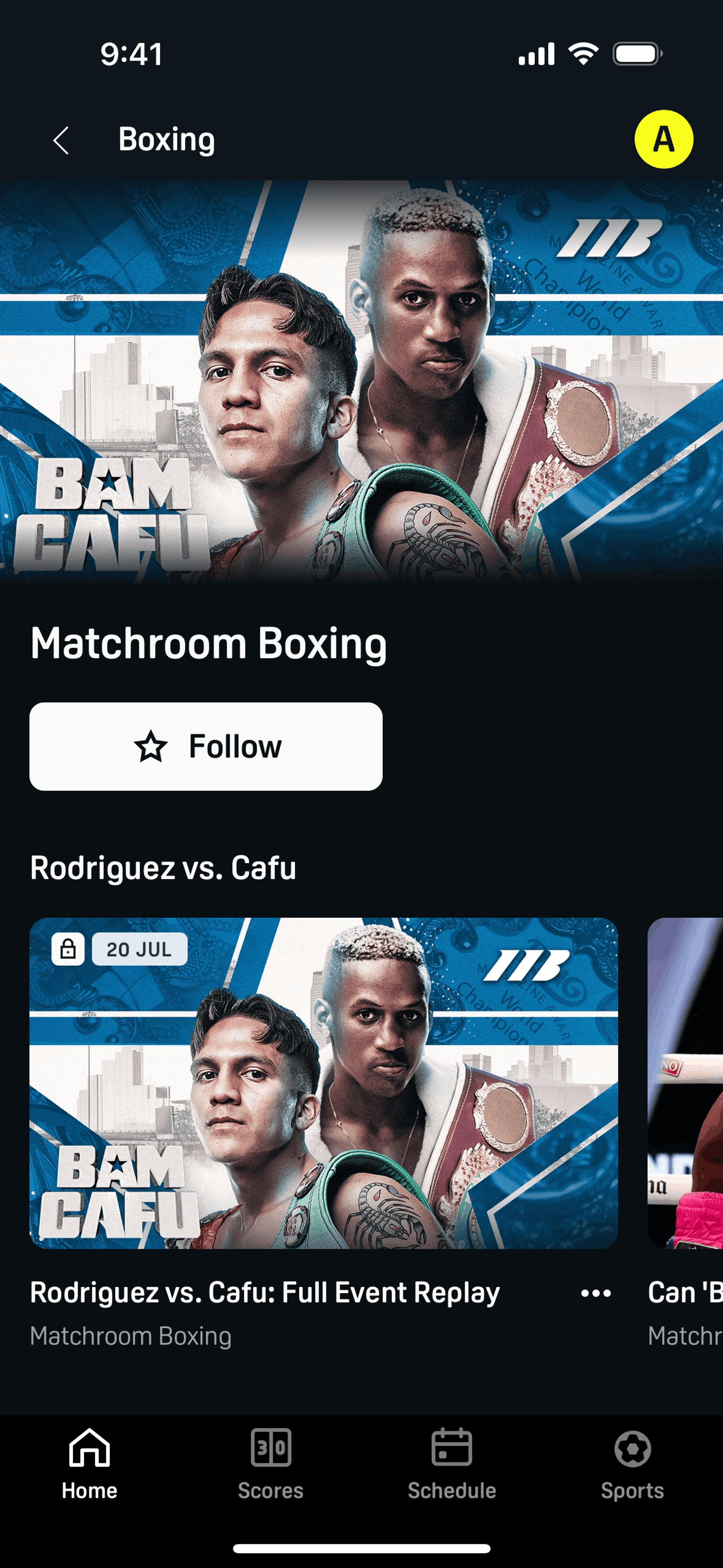 DAZN iOS Sports interface screenshot 10