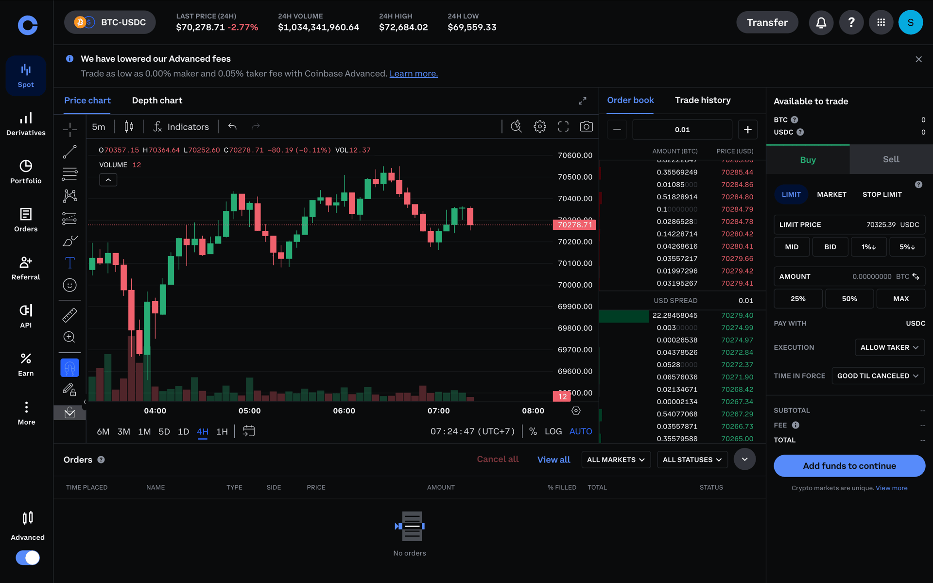 Coinbase Web UI design screenshot
