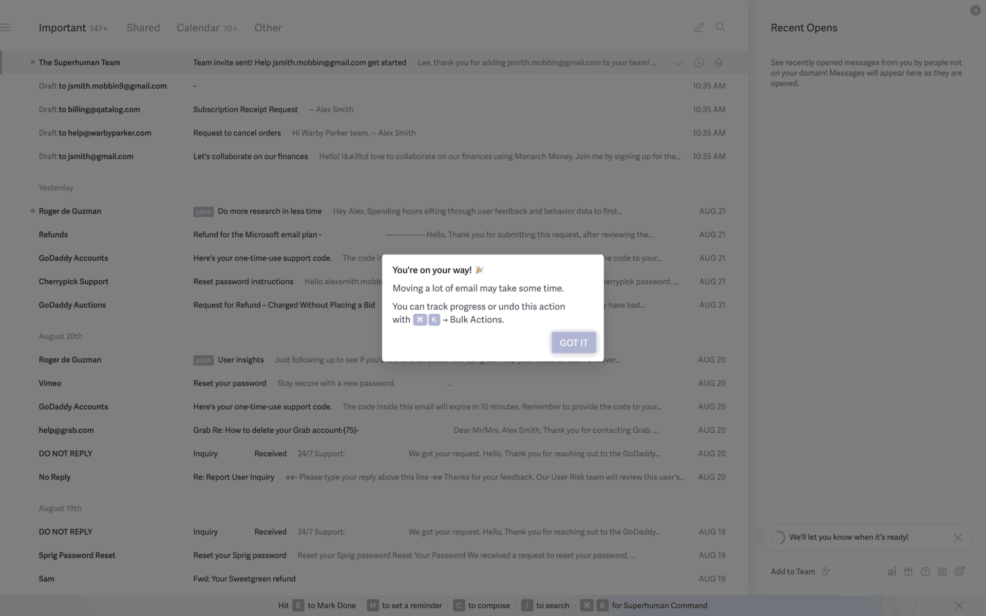 Superhuman Web AI interface screenshot 18