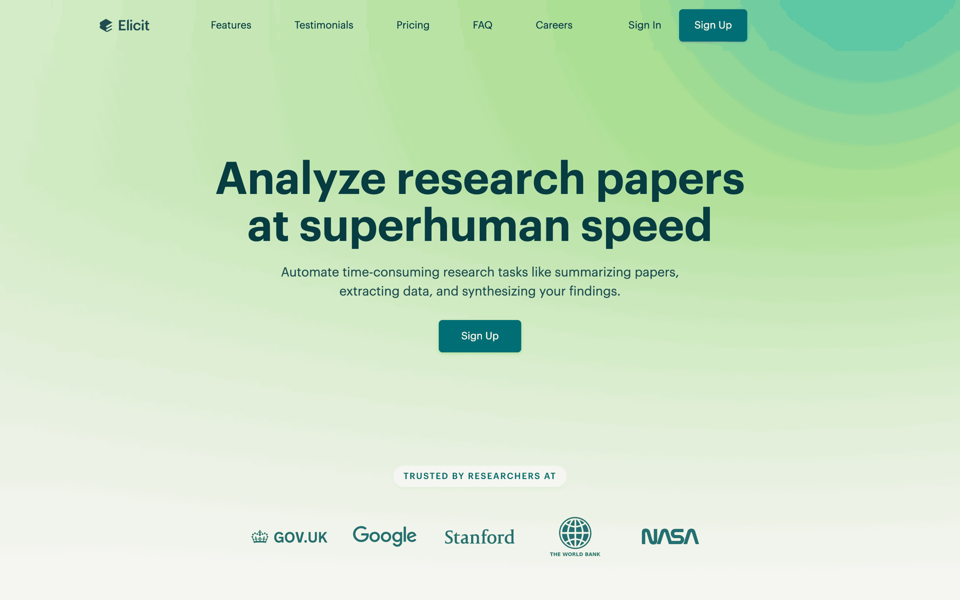 Elicit Web AI interface screenshot 1