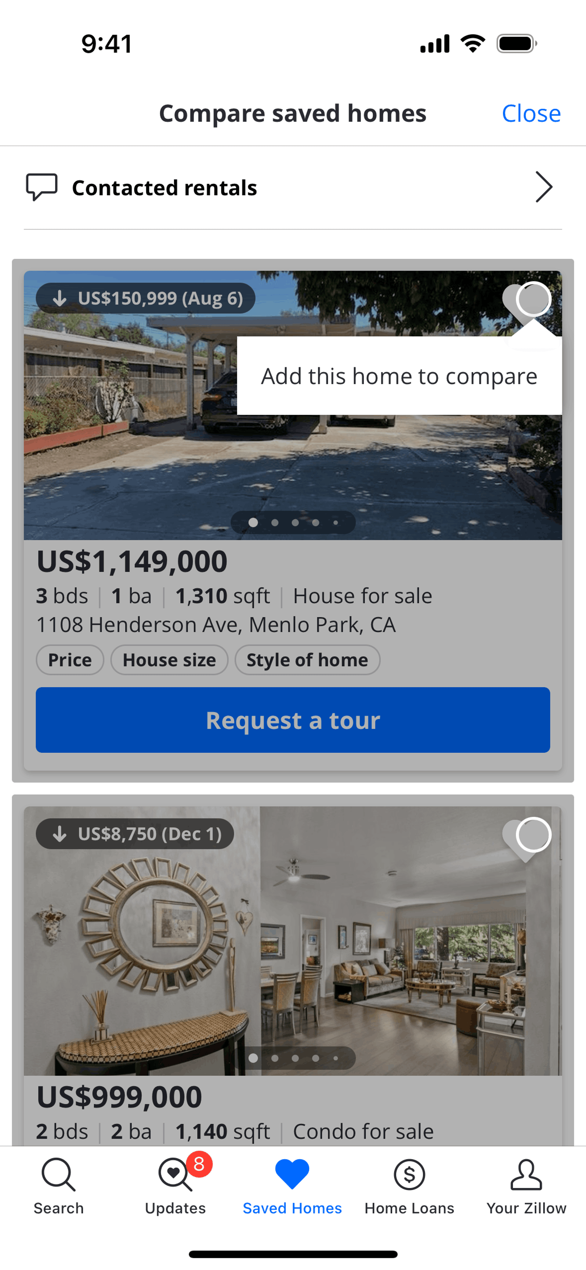Zillow iOS Real Estate interface screenshot 9