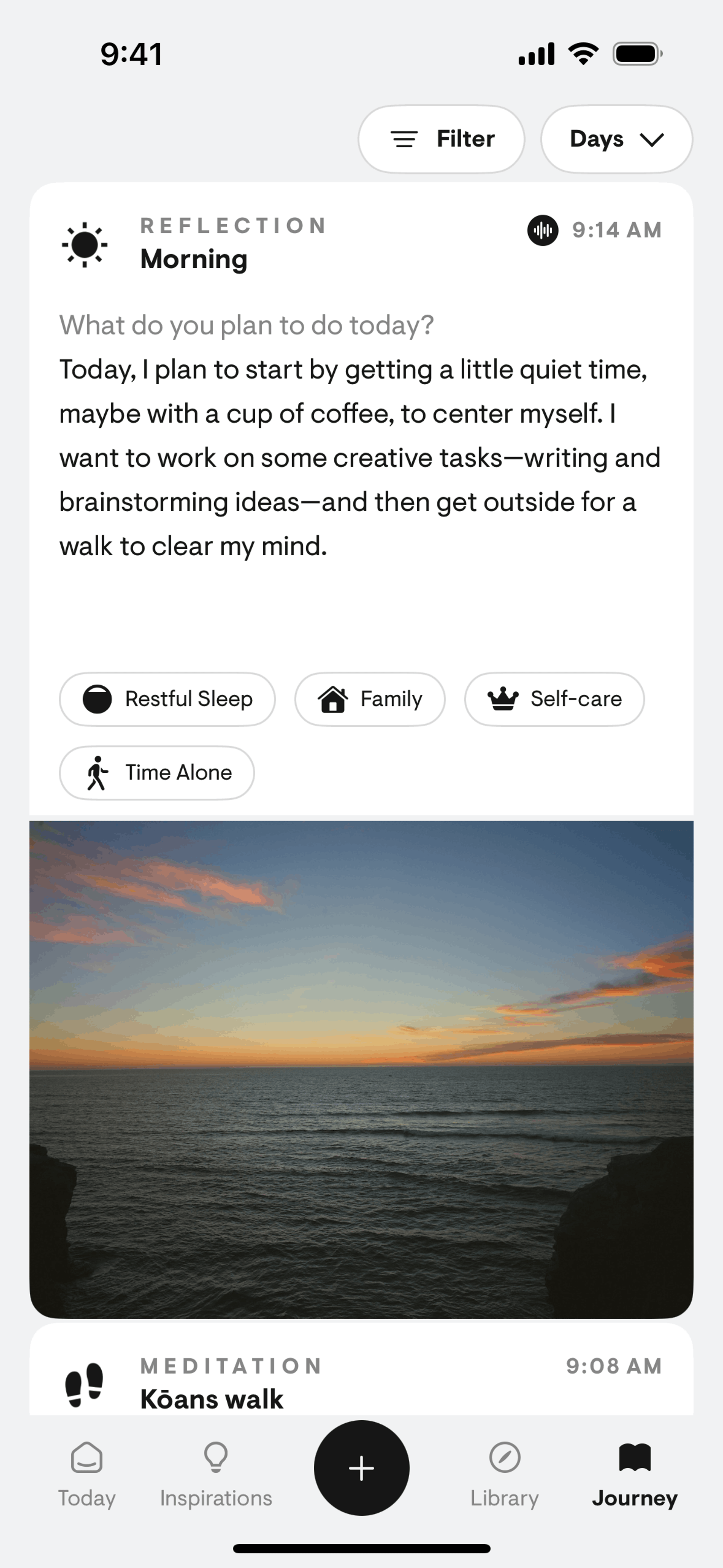stoic. iOS Health & Fitness interface screenshot 1