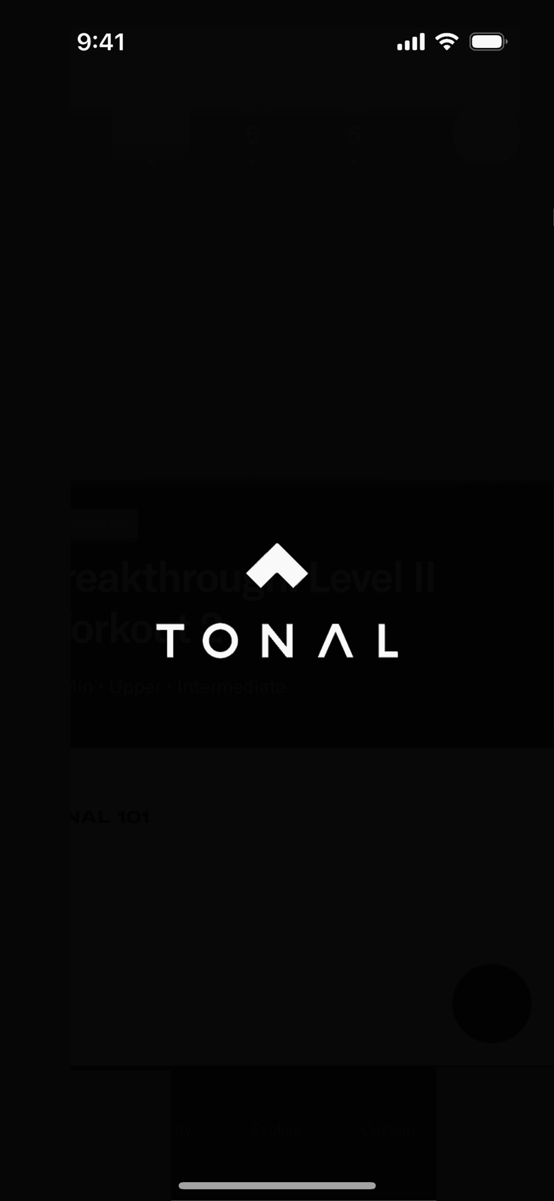 Tonal iOS strength training interface screenshot 1