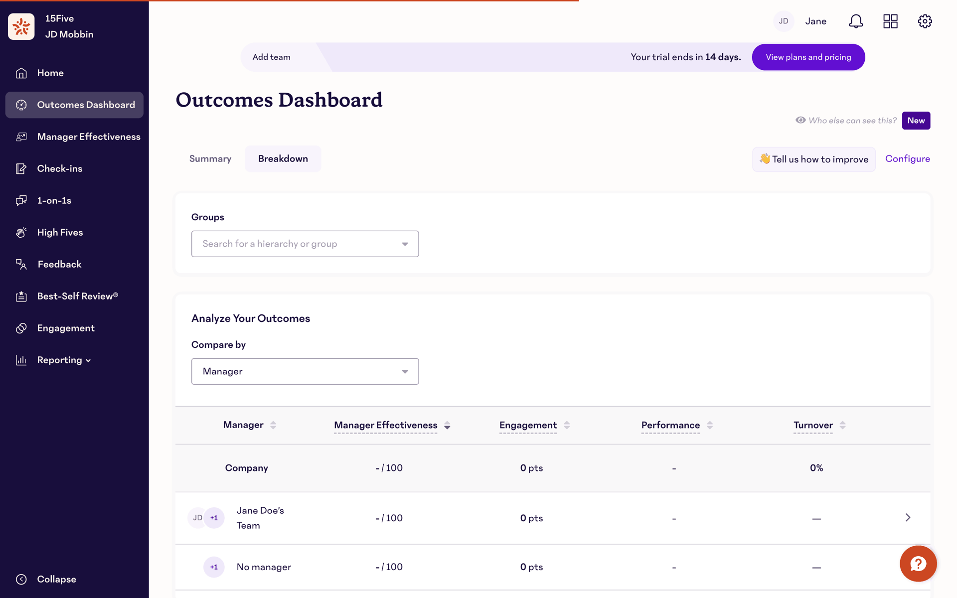 15Five Web Business interface screenshot 10
