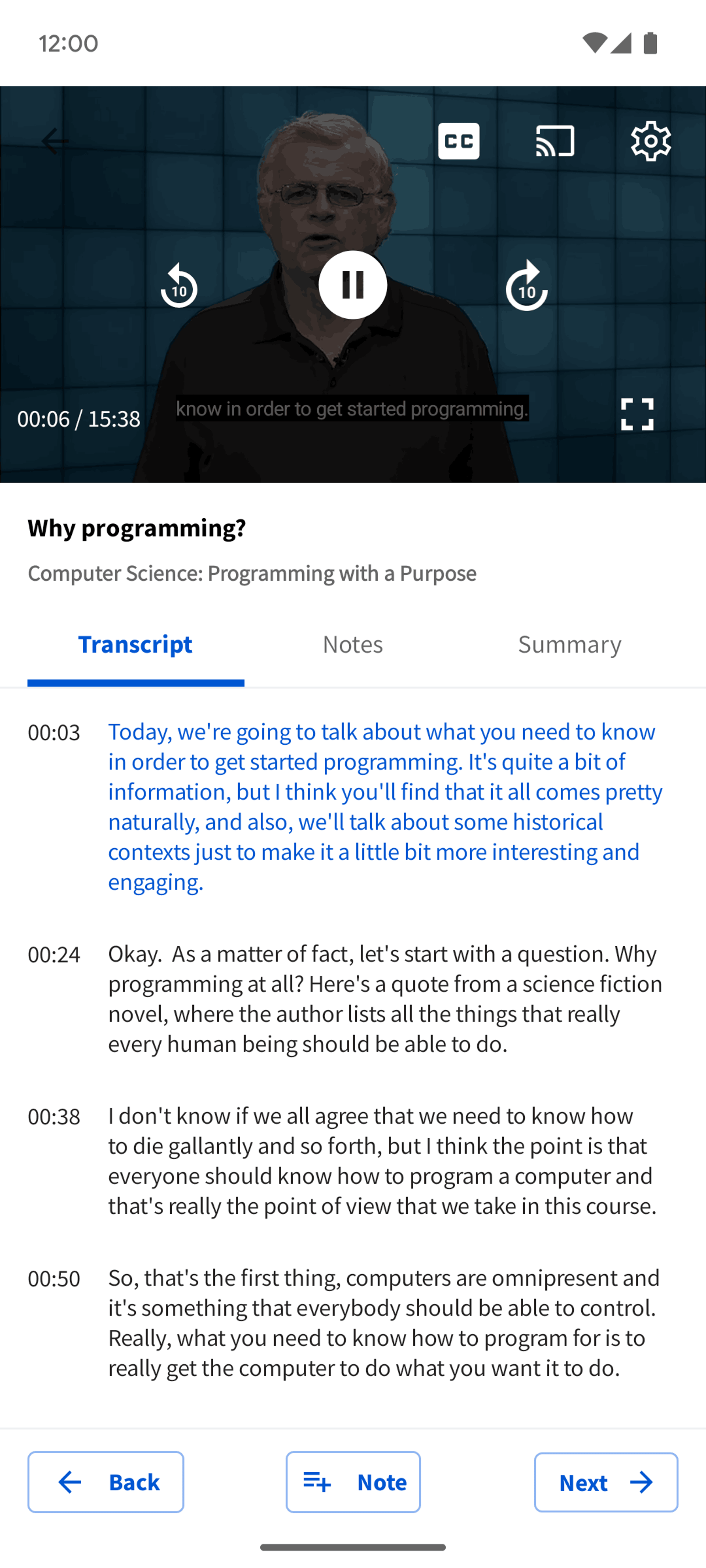 Coursera Android Education interface screenshot 21