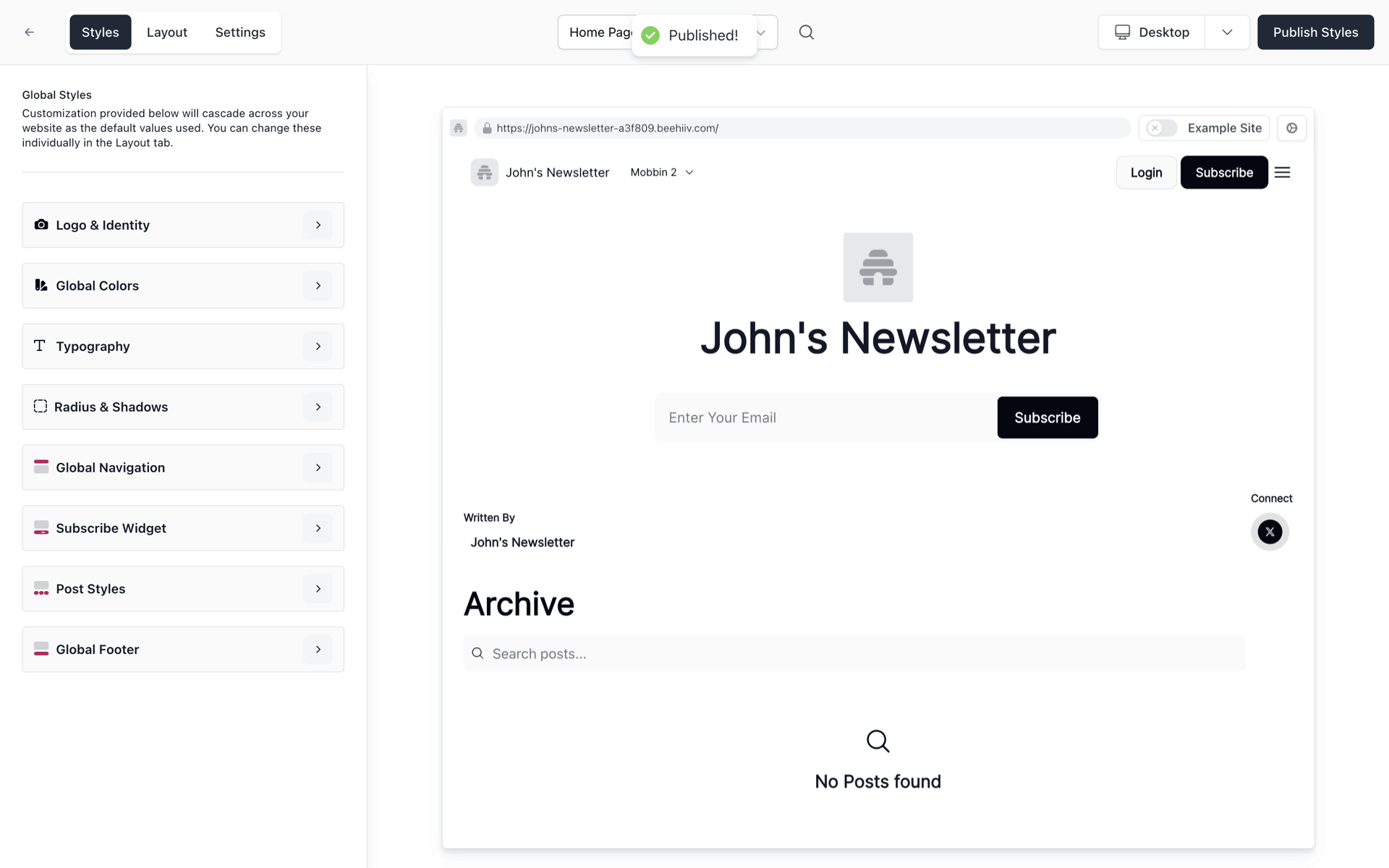 beehiiv Web Business interface screenshot 5