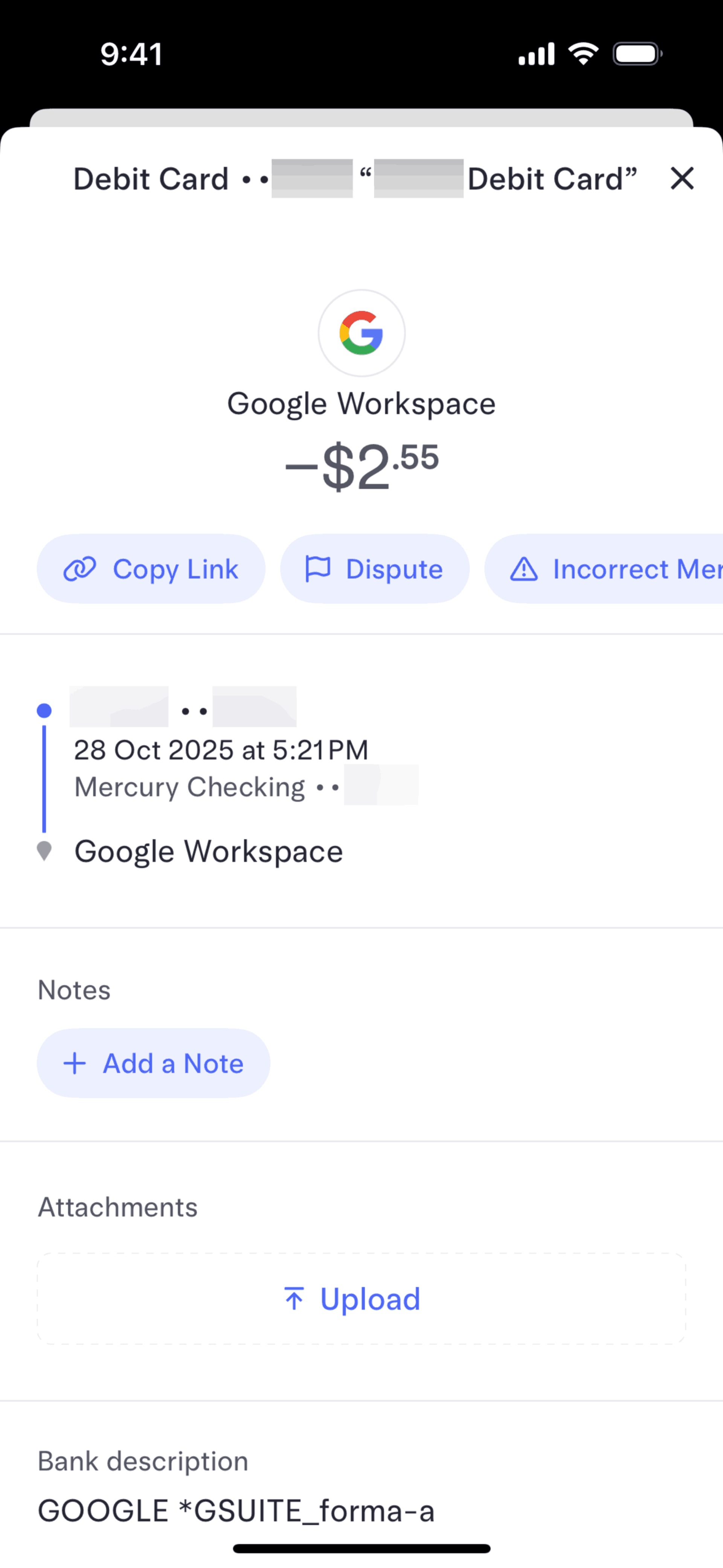 Mercury iOS Finance interface screenshot 6