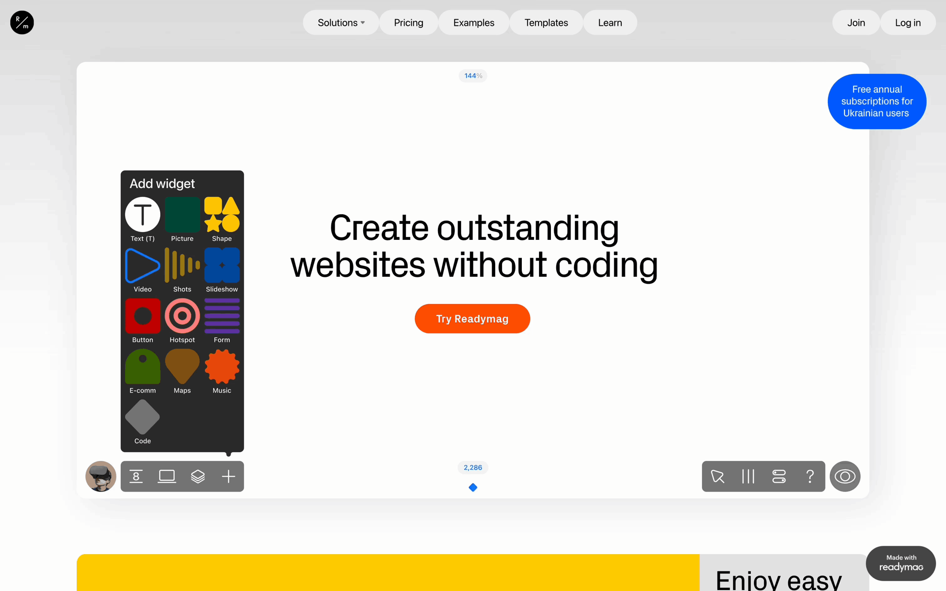 Readymag Web Business interface screenshot 1